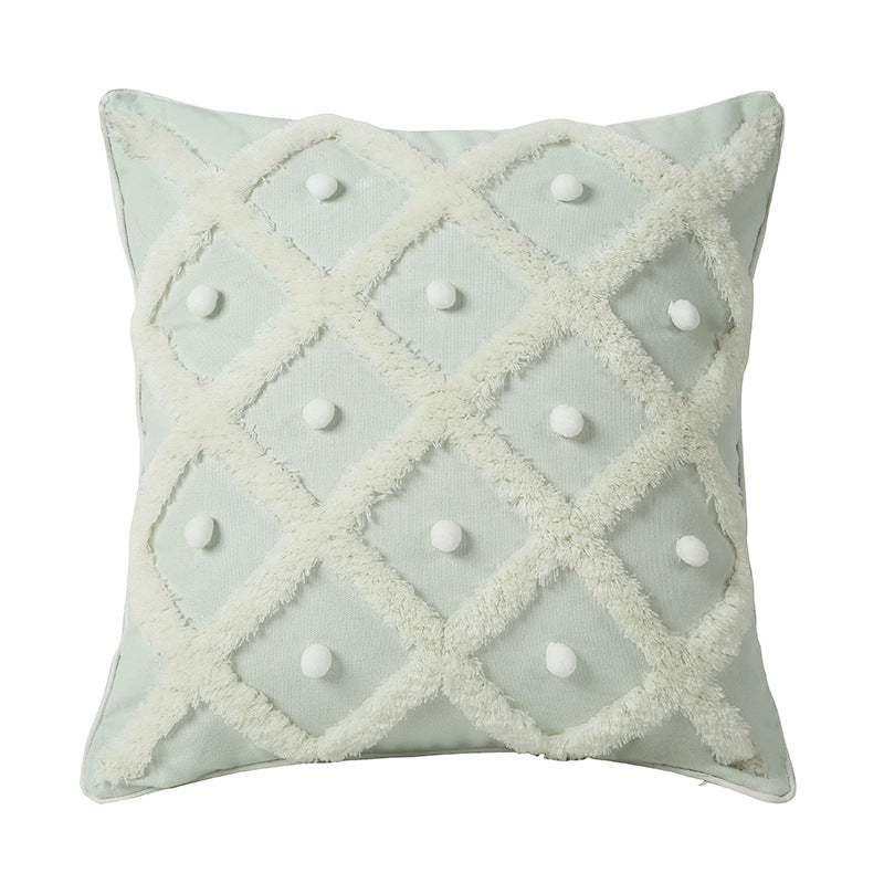Boho Cotton & Hemp Cushion Cover – 45x45cm Decorative Pillow Case | Black, Blue & White