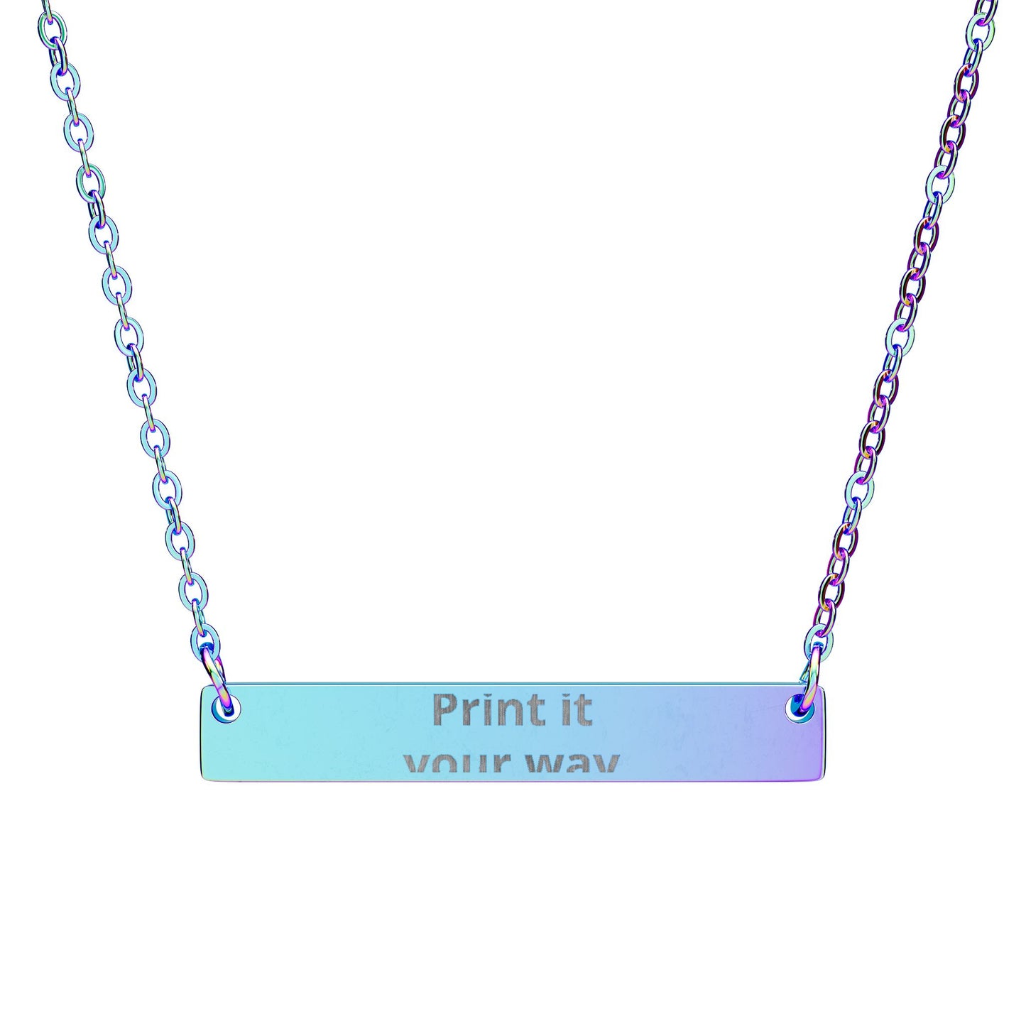 Engravable Horizontal Bar Necklace – Custom Name/Message Pendant