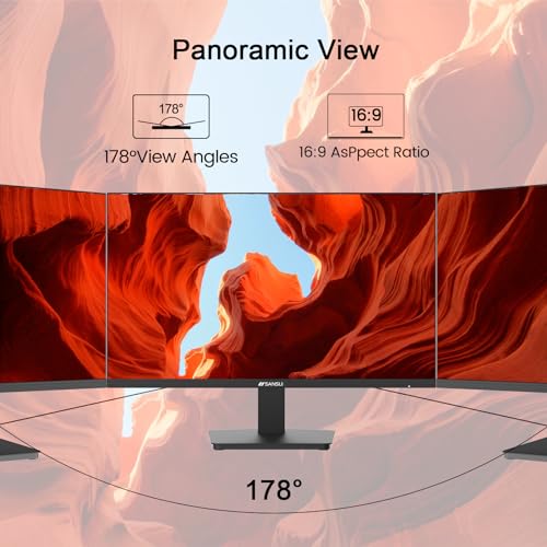 SANSUI 27 Inch Curved Gaming Monitor 180Hz 1ms with Speakers FHD 1080P Computer Monitor FreeSync|1500R|130% sRGB|HDR|Low Blue Light|HDMI DP Ports|VESA Mount|Metal Stand(ES-G27C1 HDMI Cable Incl.)