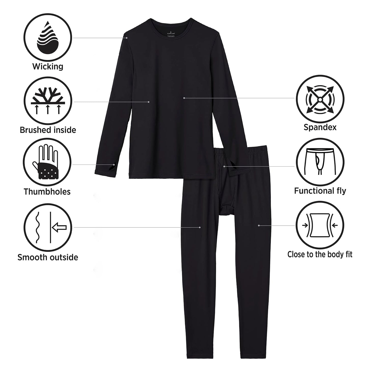 Cuddl Duds Thermal Underwear Shirt and Leggings Set for Men - Heavyweight Fleece Lined Long Johns - Winter Clothes Base Layer