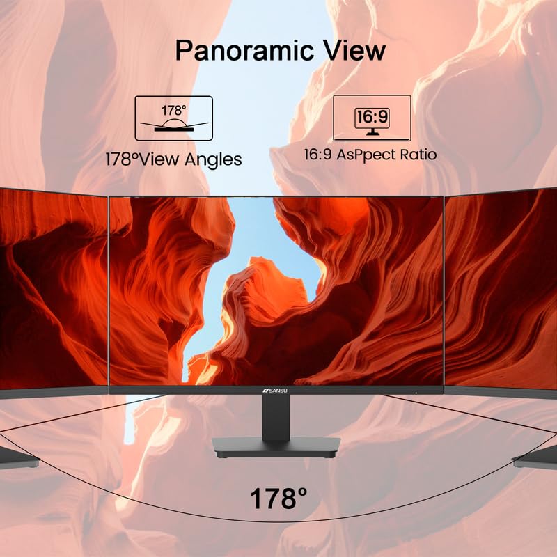 SANSUI 27 Inch Curved Gaming Monitor 180Hz 1ms with Speakers FHD 1080P Computer Monitor FreeSync|1500R|130% sRGB|HDR|Low Blue Light|HDMI DP Ports|VESA Mount|Metal Stand(ES-G27C1 HDMI Cable Incl.)