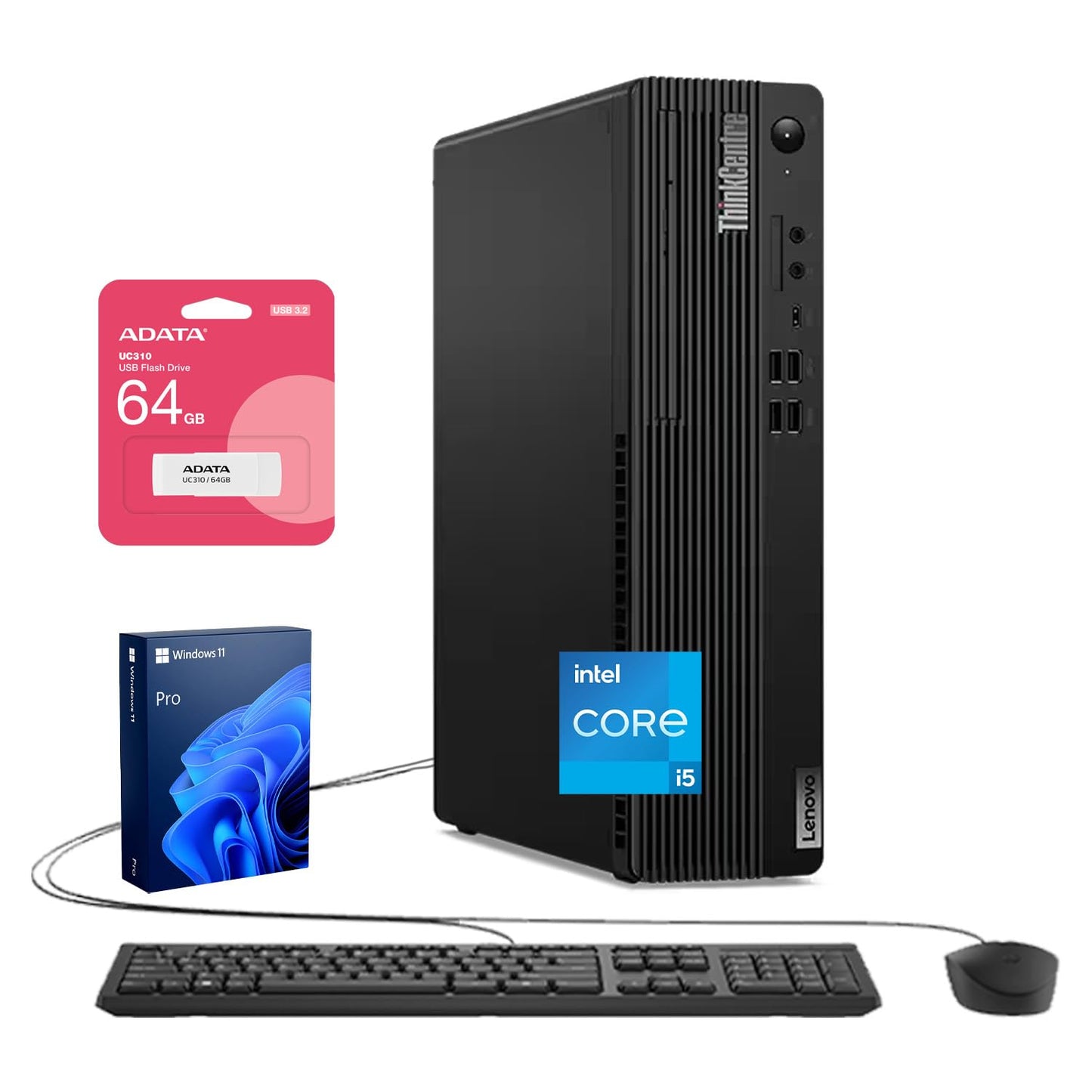 Lenovo ThinkCentre M70s Small Form Factor Business Desktop, 14th Gen Intel 10-Core i5-14400, 32GB DDR5 RAM, 1TB SSD, HDMI, DP, Wi-Fi 6, Windows 11 Pro, Bundle with Adata UC310 64GB USB Flash Drive