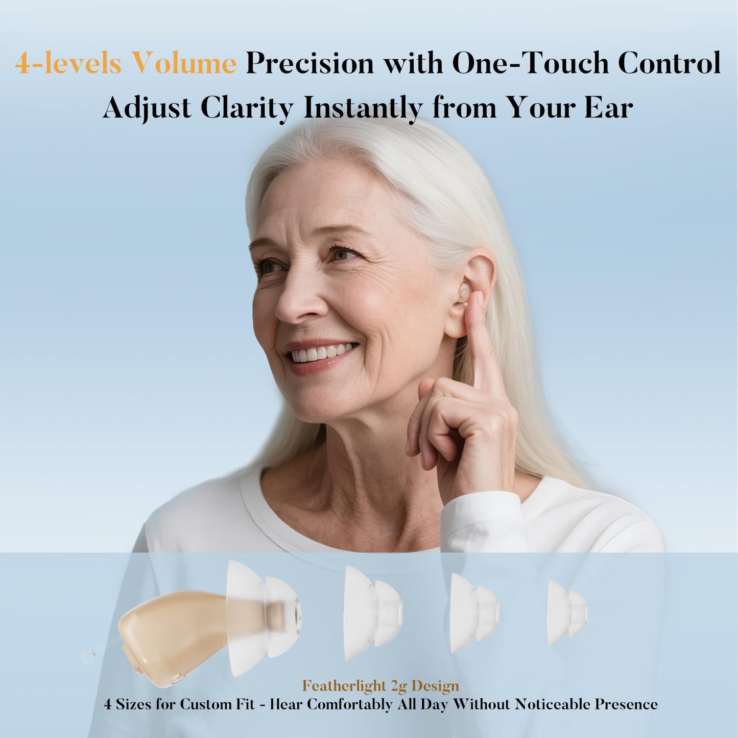 Rechargeable Hearing Aids for Seniors - Compact In-the-Ear Hearing Amplifiers with Adaptive Noise Reduction & Easy Controls | Long-Lasting Battery Discreet Invisible Design for Adults & Elderly