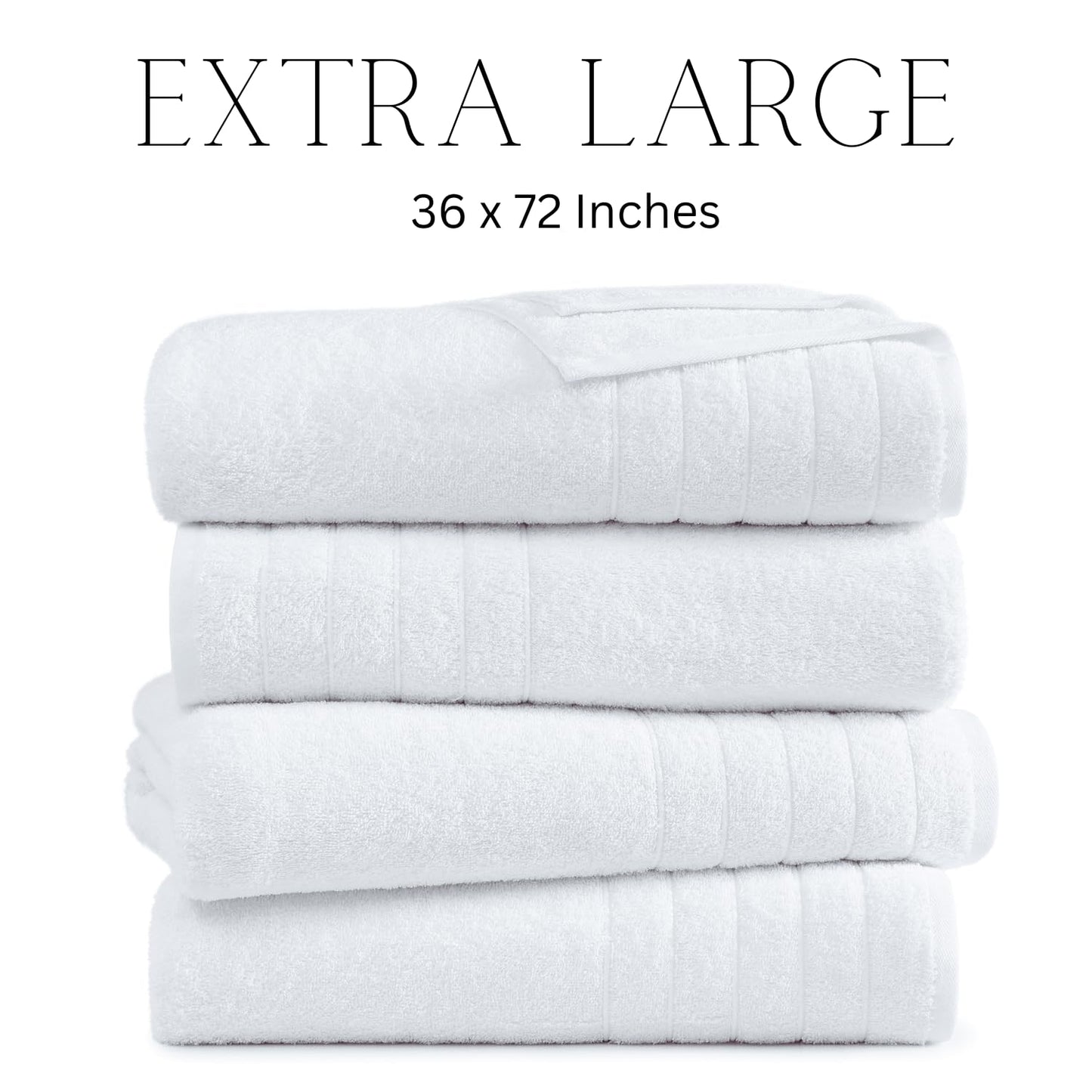 Casa Platino 100% Cotton 2 Pack Bath Towels (30"x60") - Ring Spun Cotton - Large Towels for Bathroom - Quick Drying, Highly Soft & Absorbent Shower Towel Set - Hotel & Spa Quality - White Towel Set