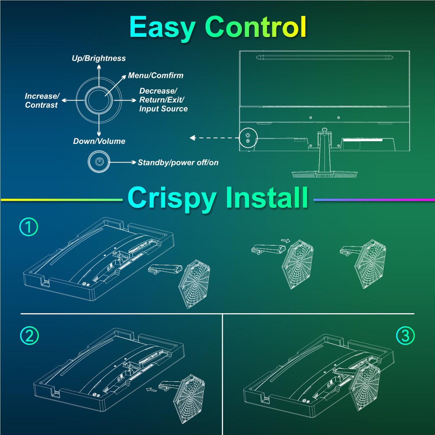 SANSUI 27 Inch Curved 240Hz Gaming Monitor FHD 1080P, 1500R Curve Computer Monitor, 130% sRGB, 4000:1 Contrast, HDR, FreeSync, MPRT 1Ms, Low Blue Light, HDMI DP Ports, Metal Stand, DP Cable Incl.