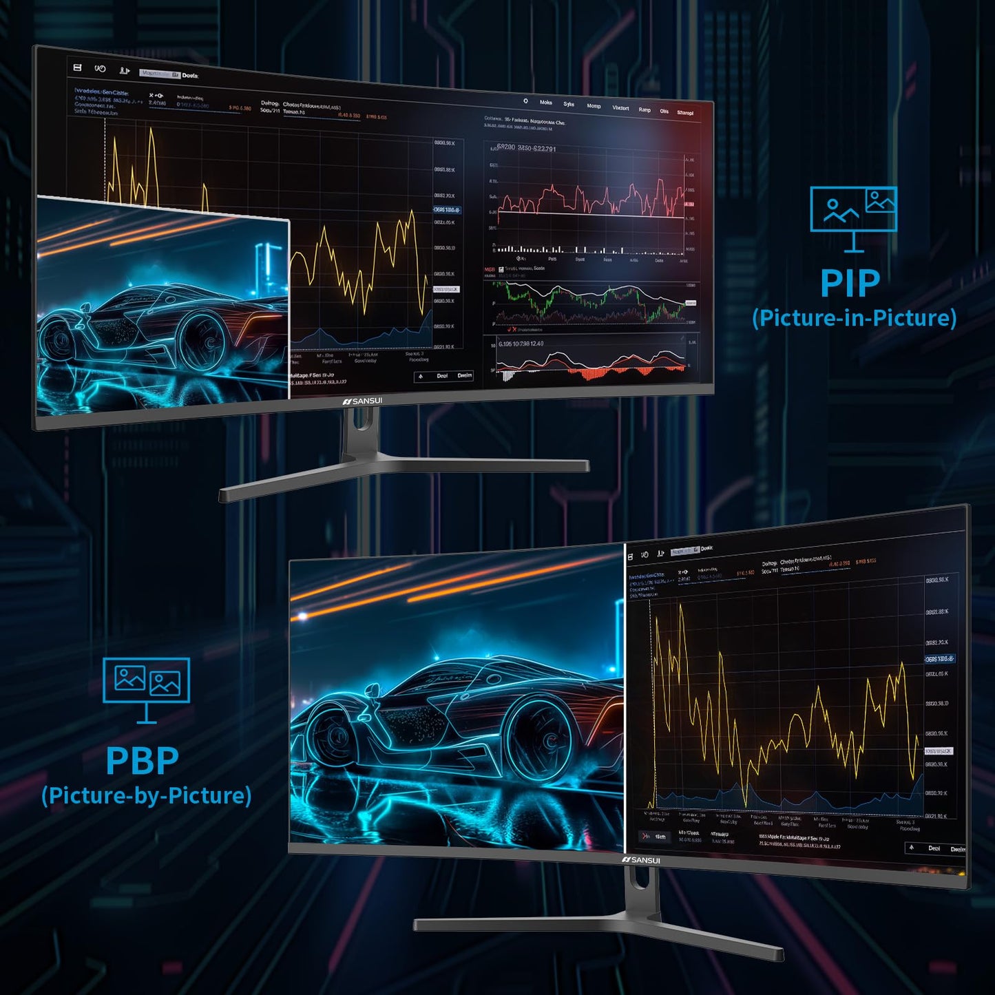 SANSUI 27 Inch Curved 240Hz Gaming Monitor FHD 1080P, 1500R Curve Computer Monitor, 130% sRGB, 4000:1 Contrast, HDR, FreeSync, MPRT 1Ms, Low Blue Light, HDMI DP Ports, Metal Stand, DP Cable Incl.