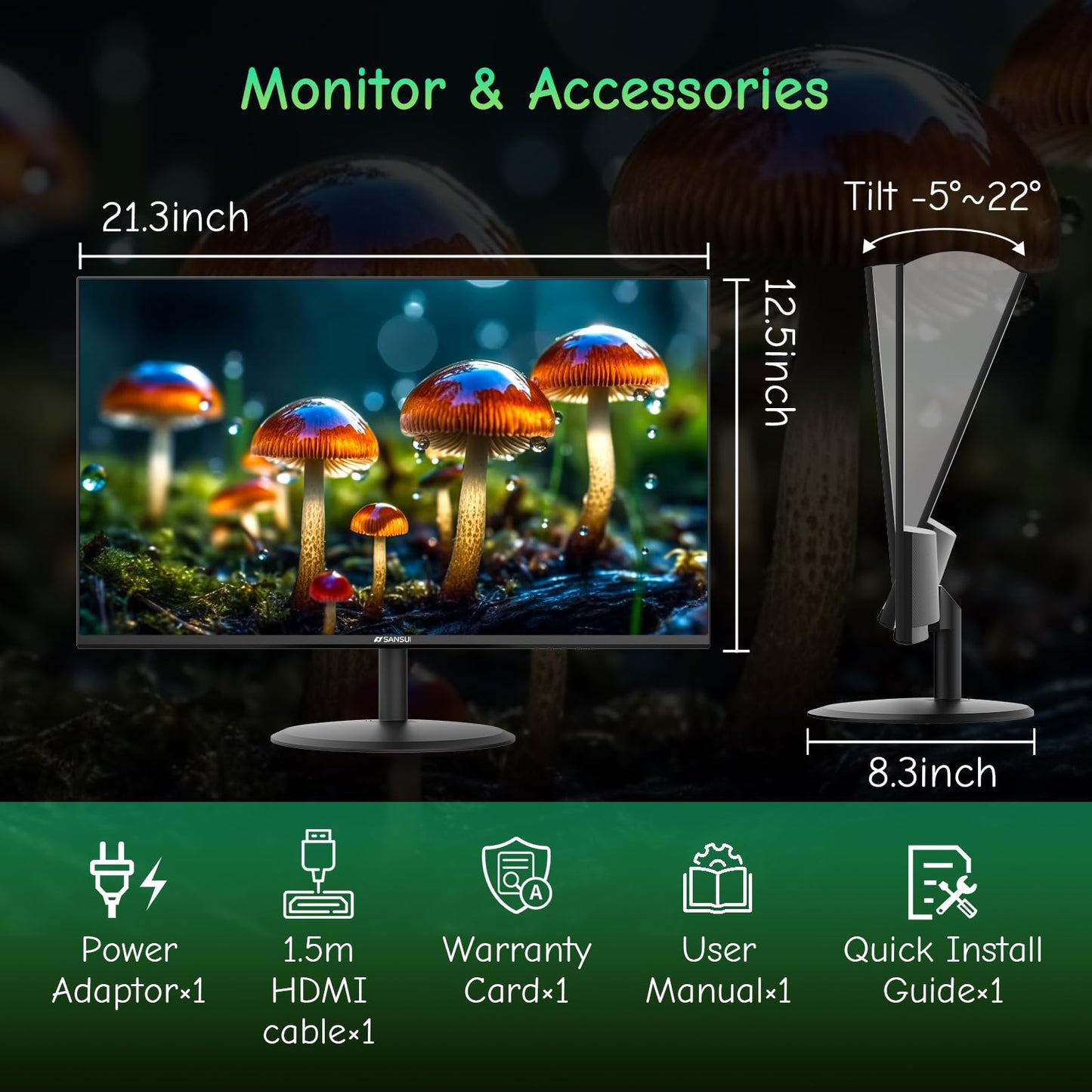 SANSUI 27 Inch Curved 240Hz Gaming Monitor FHD 1080P, 1500R Curve Computer Monitor, 130% sRGB, 4000:1 Contrast, HDR, FreeSync, MPRT 1Ms, Low Blue Light, HDMI DP Ports, Metal Stand, DP Cable Incl.