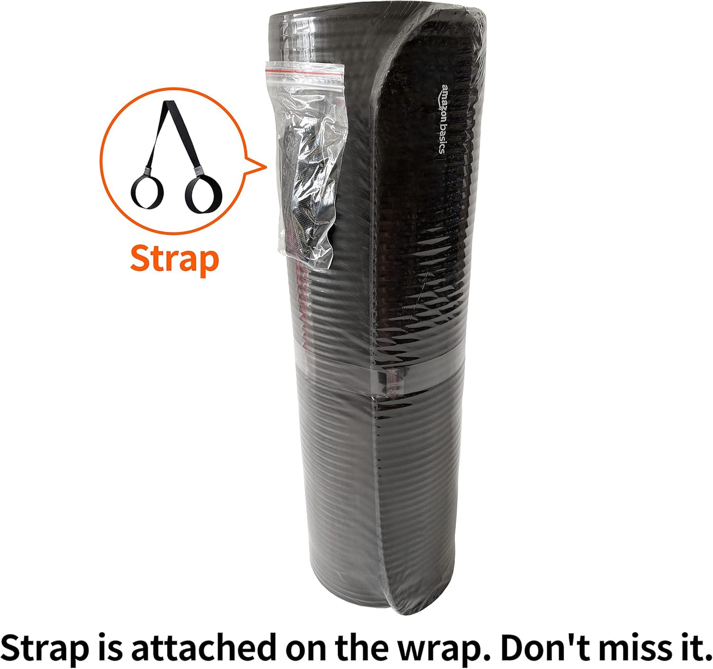 Amazon Basics 1/2 Inch Extra Thick Exercise Yoga Mat with Carrying Strap, Cushioned Support, for Fitness and Gym Workouts