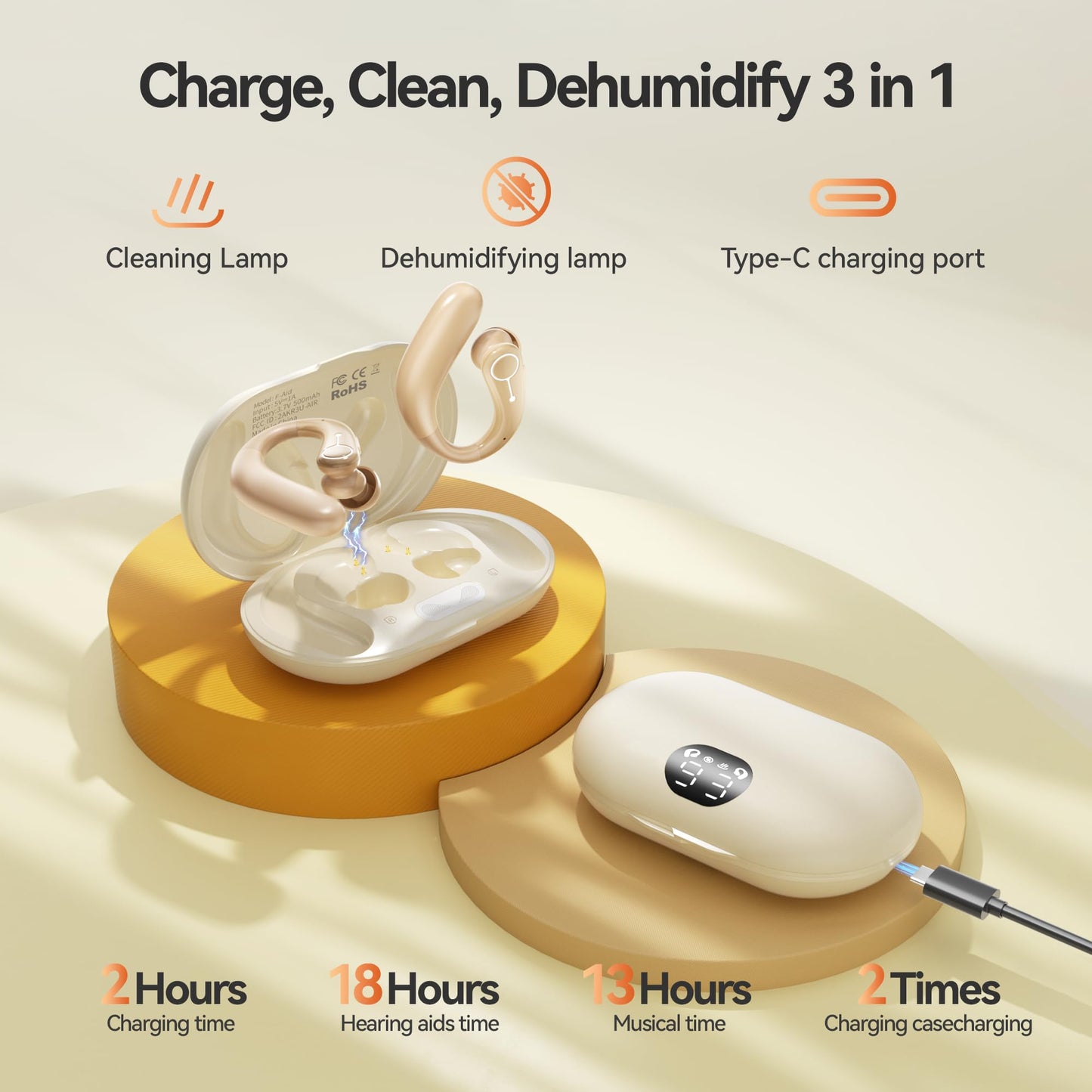 Hearing Aids, Hearing Aids for Seniors with Automatic Noise Cancelling for the Hearing Loss, Rechargeable Bluetooth Hearing Amplifiers with APP Volume Control, Premium Comfort Design and Wear