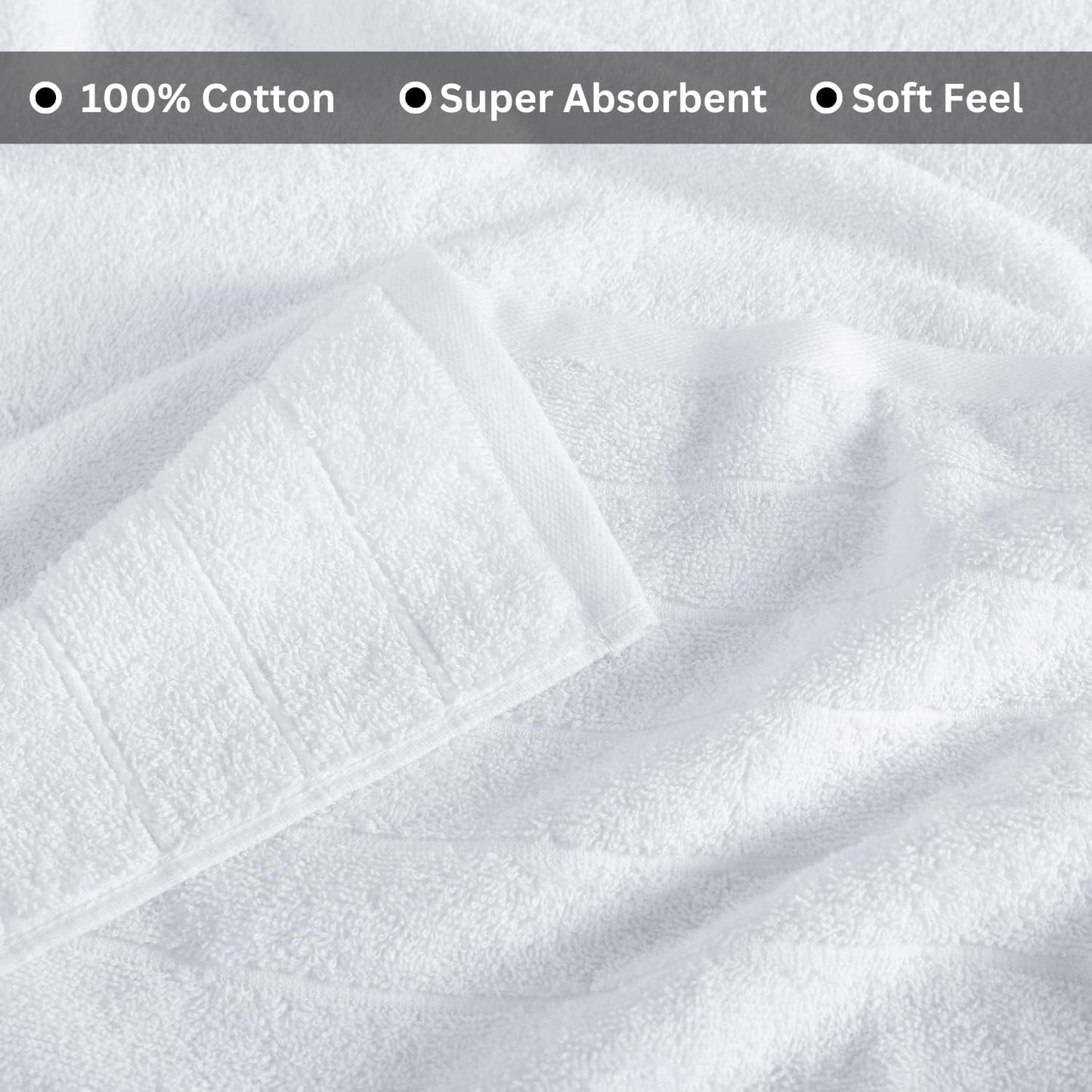 Casa Platino 100% Cotton 2 Pack Bath Towels (30"x60") - Ring Spun Cotton - Large Towels for Bathroom - Quick Drying, Highly Soft & Absorbent Shower Towel Set - Hotel & Spa Quality - White Towel Set