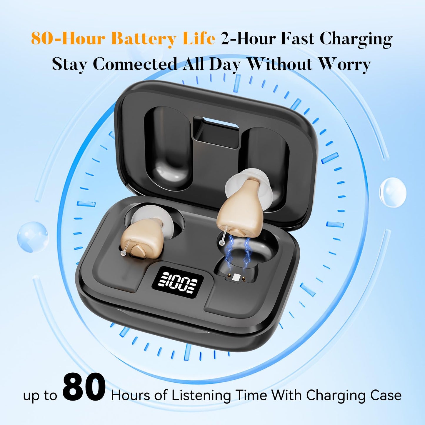 Rechargeable Hearing Aids for Seniors - Compact In-the-Ear Hearing Amplifiers with Adaptive Noise Reduction & Easy Controls | Long-Lasting Battery Discreet Invisible Design for Adults & Elderly