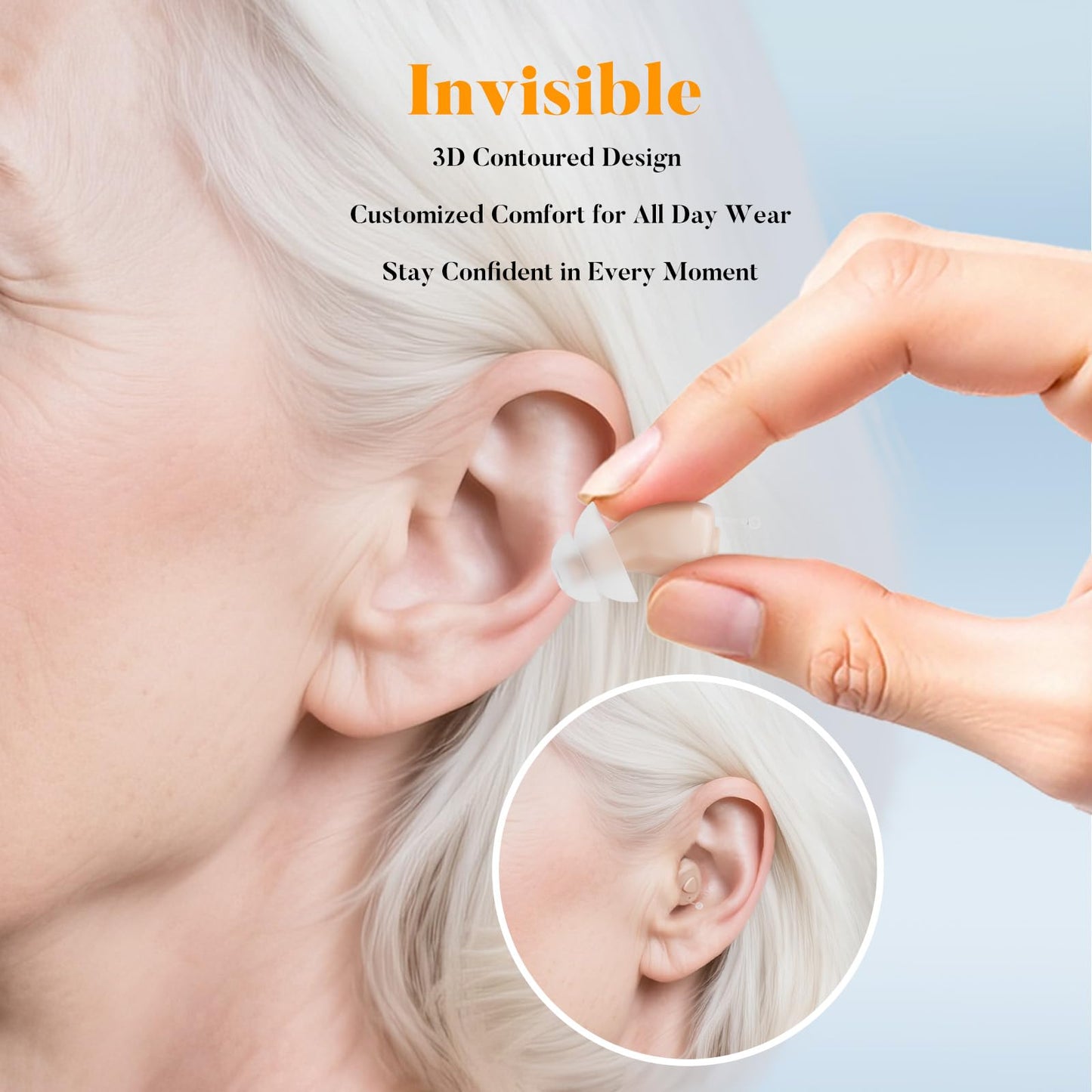 Rechargeable Hearing Aids for Seniors - Compact In-the-Ear Hearing Amplifiers with Adaptive Noise Reduction & Easy Controls | Long-Lasting Battery Discreet Invisible Design for Adults & Elderly