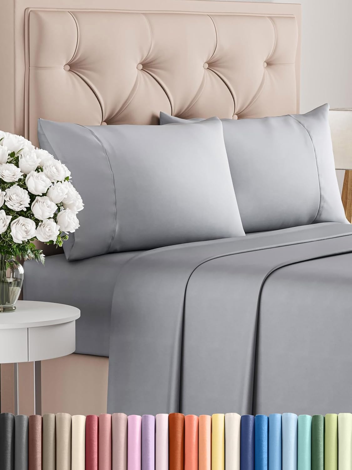 Queen 6 Piece Sheet Set - Cooling Sheets for Hot Sleepers - Hotel Luxury Bedding Set with 8-16 Inch Deep Pockets - 1 Flat & 1 Fitted & 4 Pillowcases - Ultra Soft, Easy Care and Wrinkle Free - White