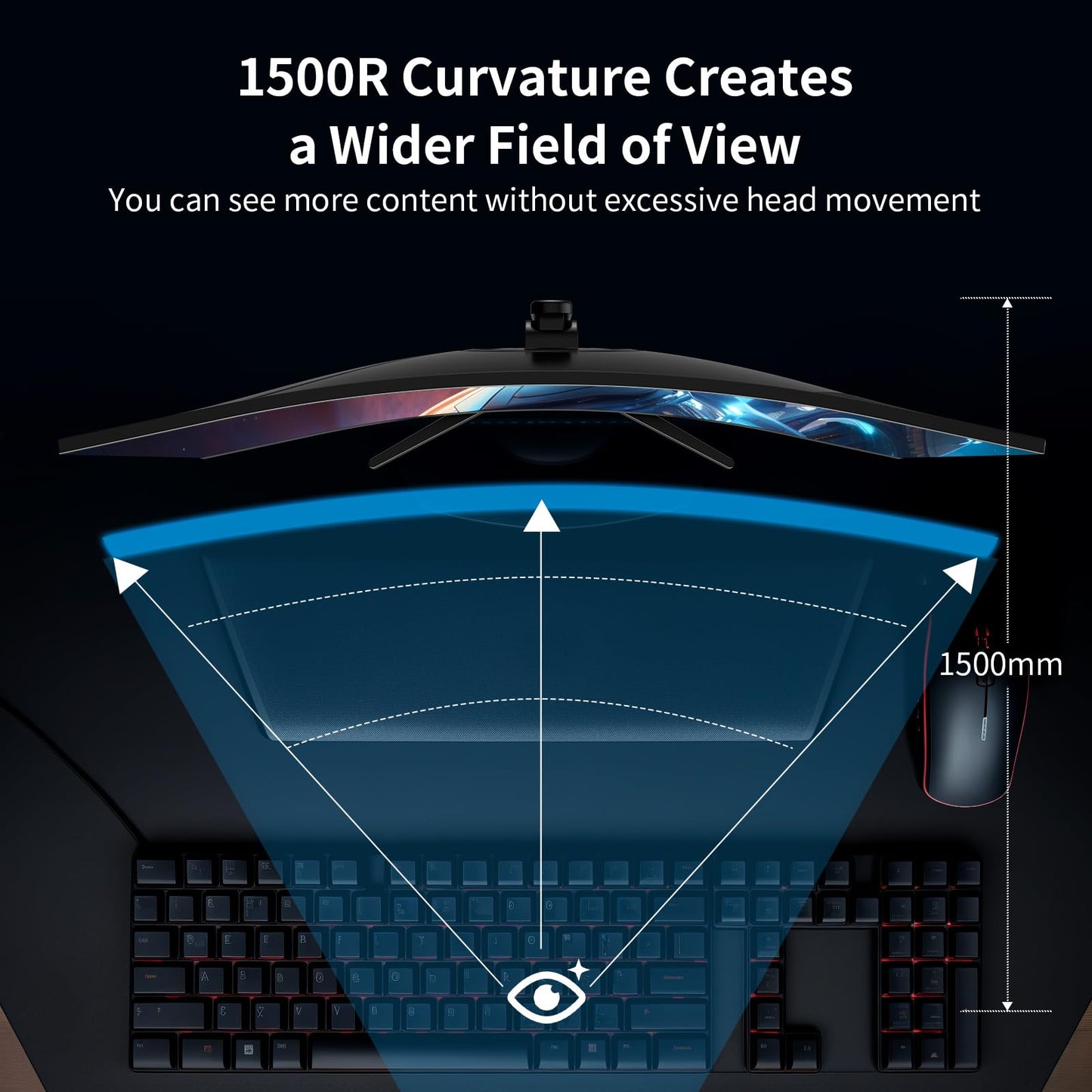 SANSUI 27 Inch Curved 240Hz Gaming Monitor FHD 1080P, 1500R Curve Computer Monitor, 130% sRGB, 4000:1 Contrast, HDR, FreeSync, MPRT 1Ms, Low Blue Light, HDMI DP Ports, Metal Stand, DP Cable Incl.