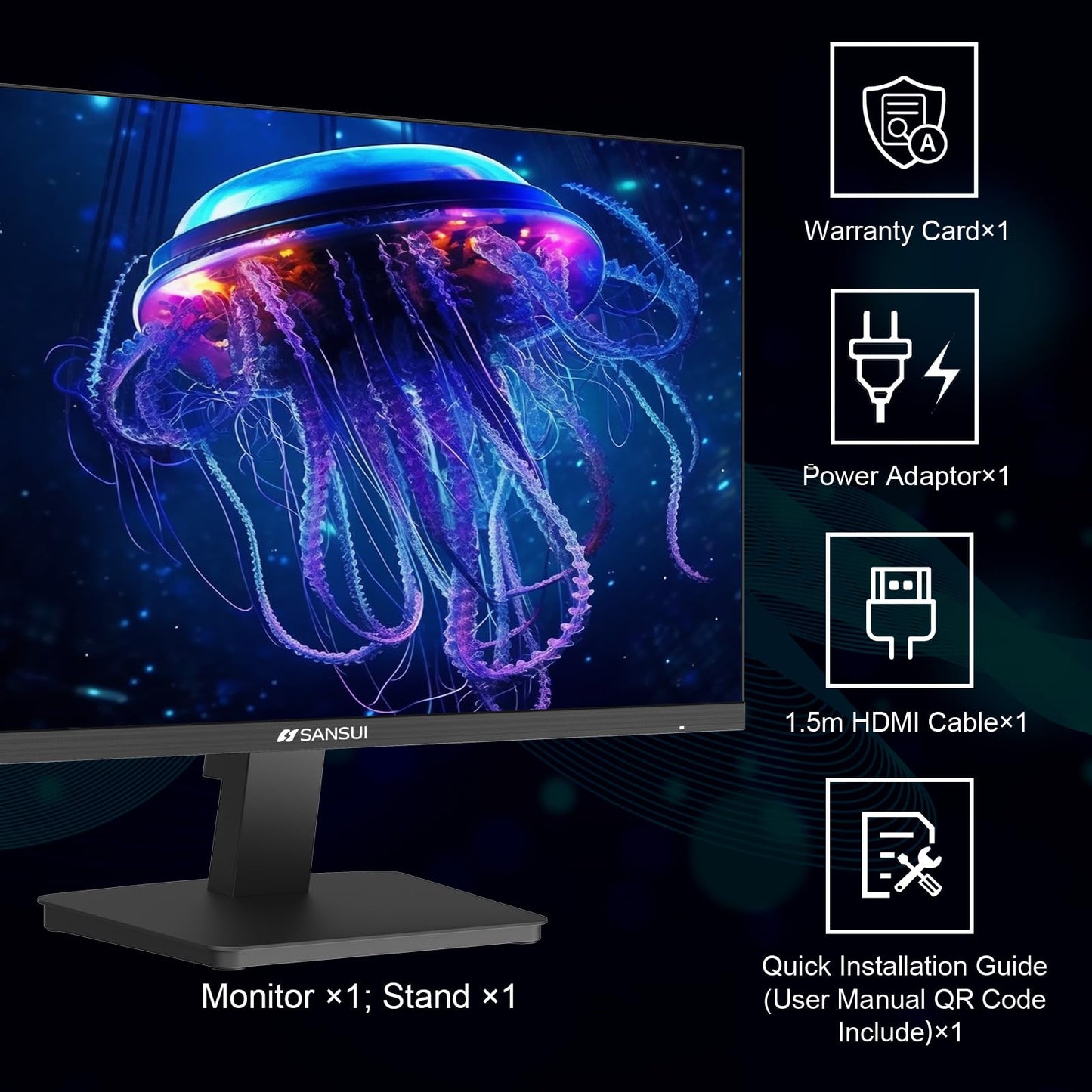 SANSUI 27 Inch Curved 240Hz Gaming Monitor FHD 1080P, 1500R Curve Computer Monitor, 130% sRGB, 4000:1 Contrast, HDR, FreeSync, MPRT 1Ms, Low Blue Light, HDMI DP Ports, Metal Stand, DP Cable Incl.