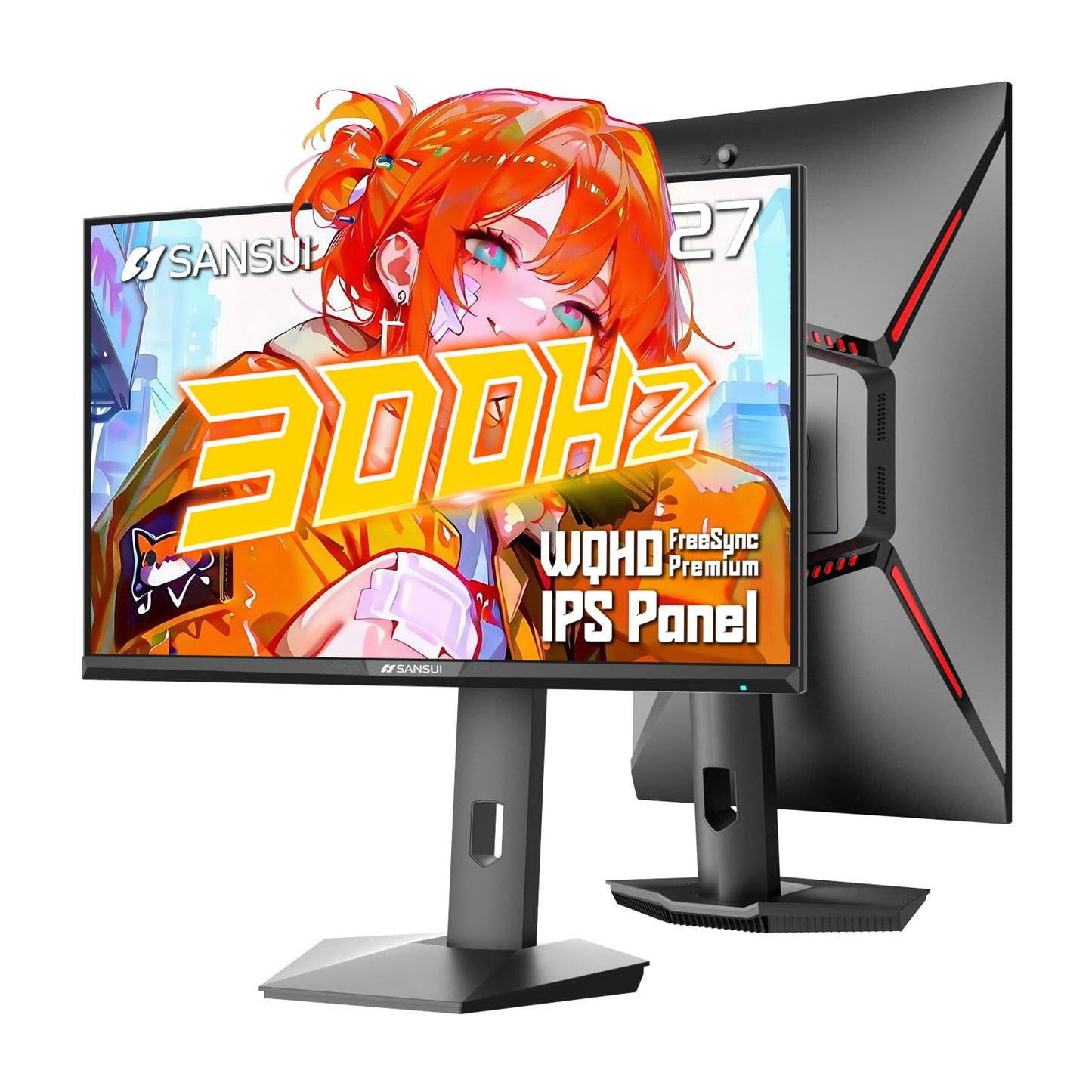 SANSUI 27 Inch Curved Gaming Monitor 180Hz 1ms with Speakers FHD 1080P Computer Monitor FreeSync|1500R|130% sRGB|HDR|Low Blue Light|HDMI DP Ports|VESA Mount|Metal Stand(ES-G27C1 HDMI Cable Incl.)