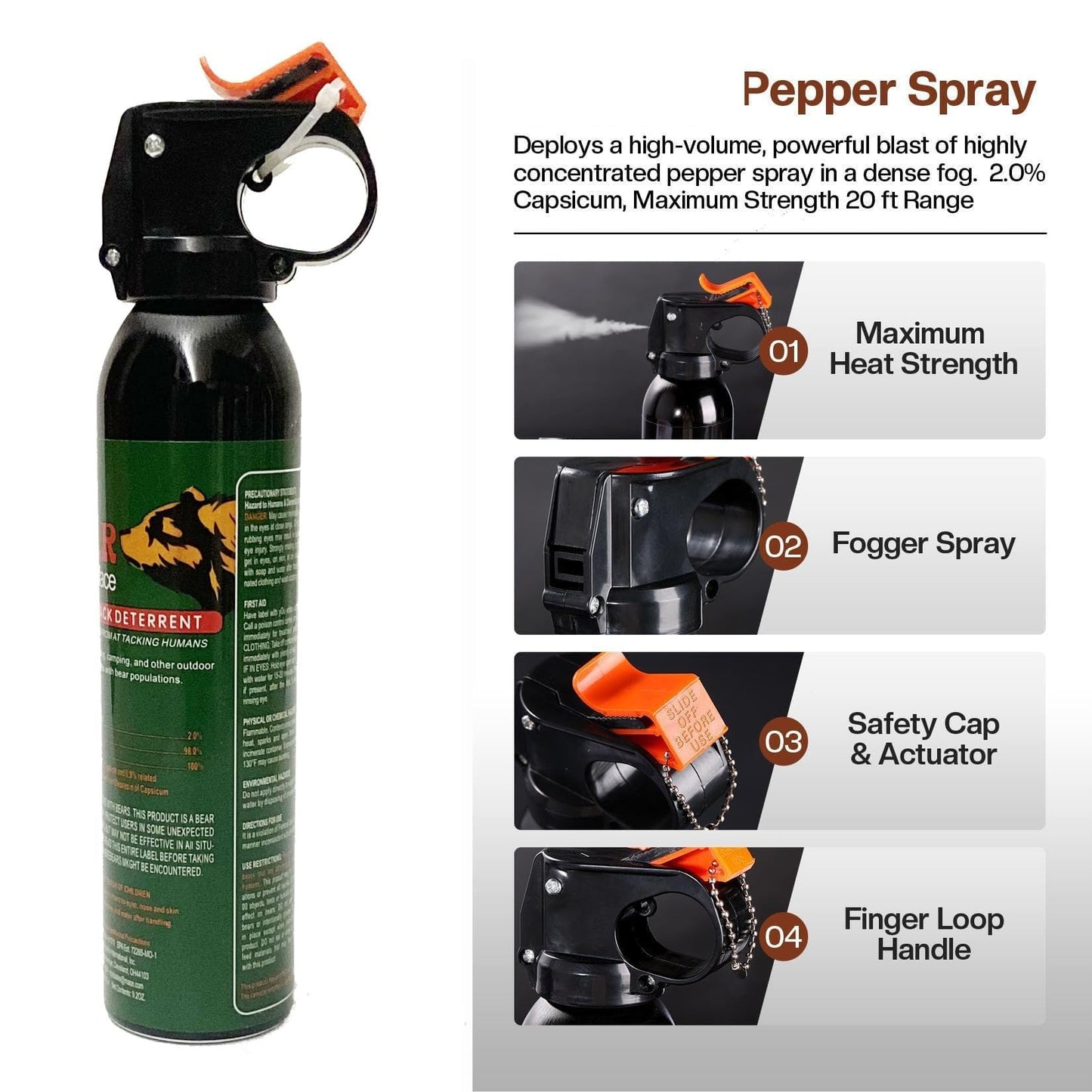 High Volume Pepper Spray for Hiking - Maximum Strength, Powerful Protection for Camping & Outdoor Activities