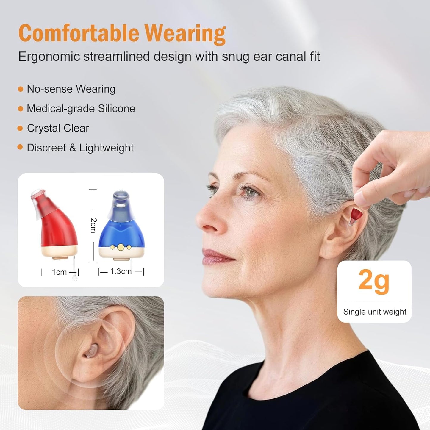 Rechargeable Hearing Aids (Not Amplifiers) for Seniors with 16-Channel Digital Chips Intelligent Noise Cancellation for Clear Sound Super-Mini Invisible Design Comfort Fit in Ear Canal & 7-Day Ultra Standby