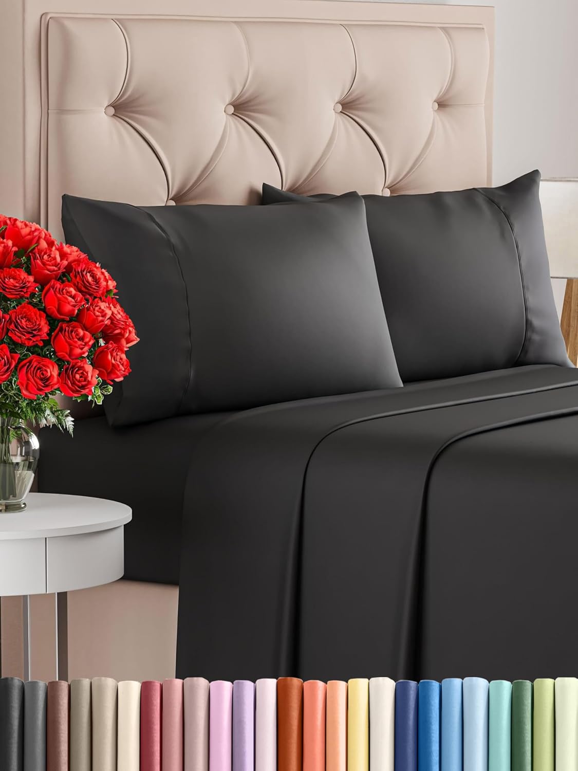 Queen 6 Piece Sheet Set - Cooling Sheets for Hot Sleepers - Hotel Luxury Bedding Set with 8-16 Inch Deep Pockets - 1 Flat & 1 Fitted & 4 Pillowcases - Ultra Soft, Easy Care and Wrinkle Free - White
