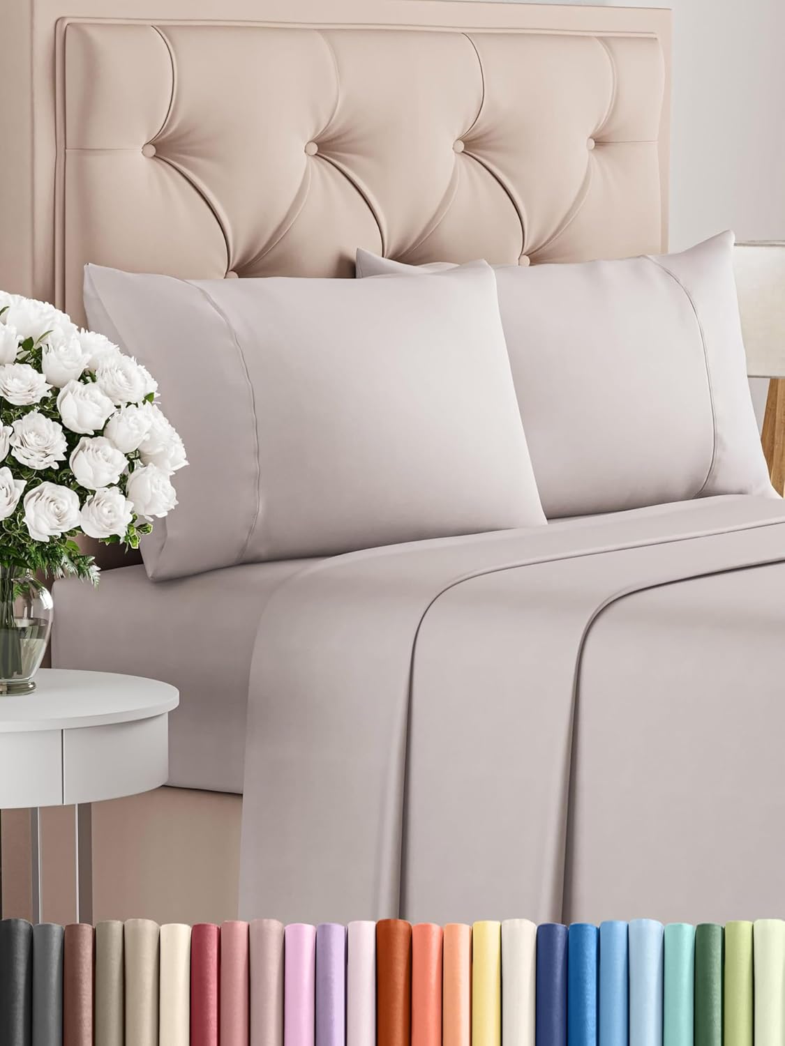 Queen 6 Piece Sheet Set - Cooling Sheets for Hot Sleepers - Hotel Luxury Bedding Set with 8-16 Inch Deep Pockets - 1 Flat & 1 Fitted & 4 Pillowcases - Ultra Soft, Easy Care and Wrinkle Free - White