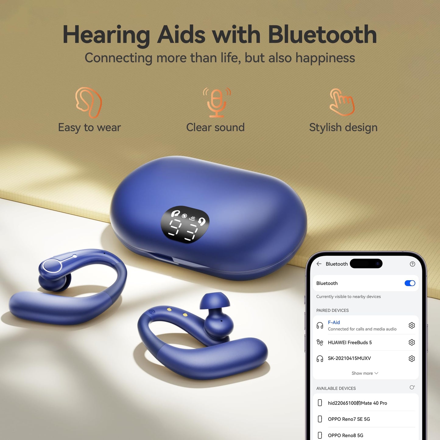 Hearing Aids, Hearing Aids for Seniors with Automatic Noise Cancelling for the Hearing Loss, Rechargeable Bluetooth Hearing Amplifiers with APP Volume Control, Premium Comfort Design and Wear