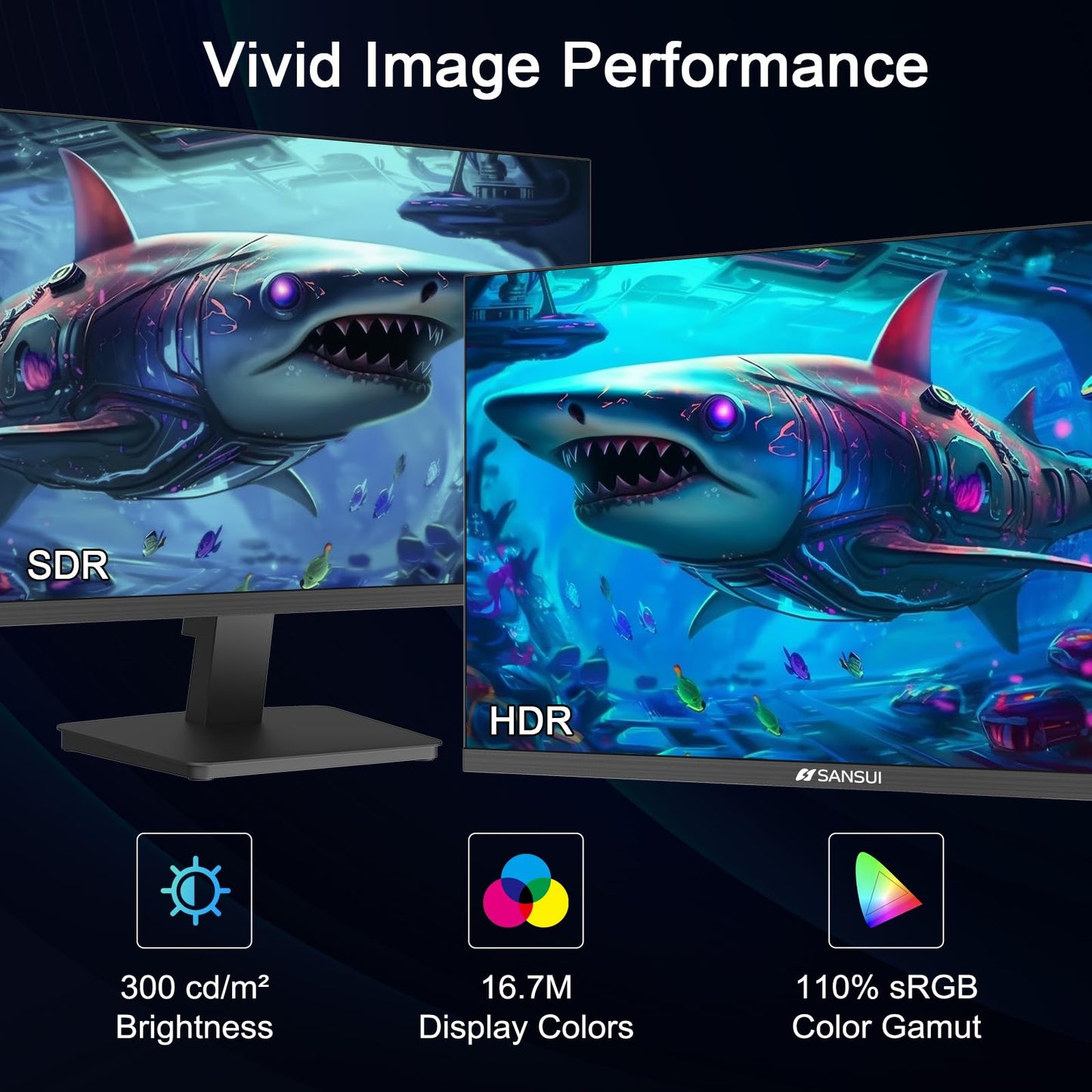 SANSUI 27 Inch Curved 240Hz Gaming Monitor FHD 1080P, 1500R Curve Computer Monitor, 130% sRGB, 4000:1 Contrast, HDR, FreeSync, MPRT 1Ms, Low Blue Light, HDMI DP Ports, Metal Stand, DP Cable Incl.