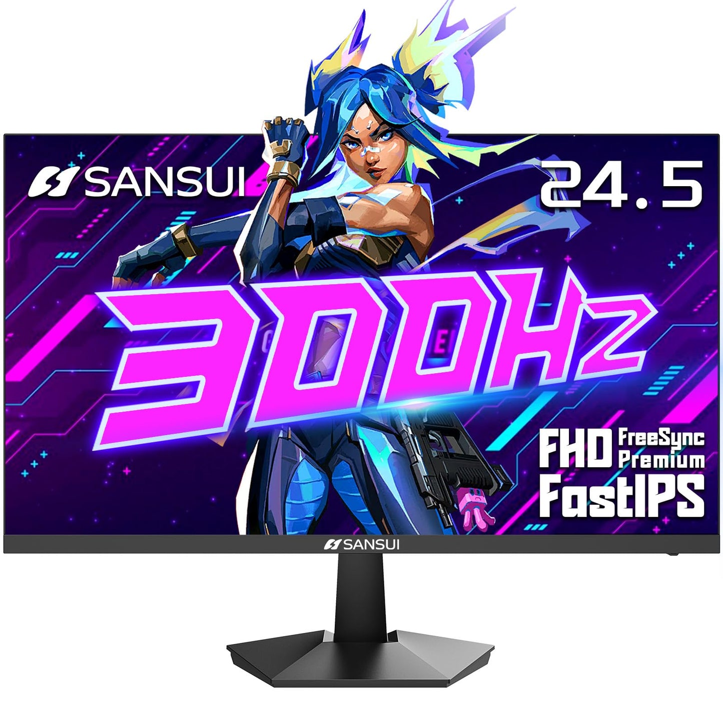 SANSUI 27 Inch Curved 240Hz Gaming Monitor FHD 1080P, 1500R Curve Computer Monitor, 130% sRGB, 4000:1 Contrast, HDR, FreeSync, MPRT 1Ms, Low Blue Light, HDMI DP Ports, Metal Stand, DP Cable Incl.