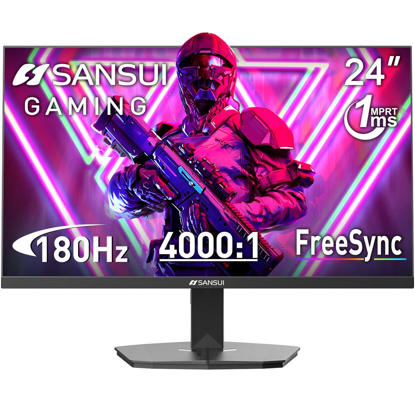 SANSUI 27 Inch Curved Gaming Monitor 180Hz 1ms with Speakers FHD 1080P Computer Monitor FreeSync|1500R|130% sRGB|HDR|Low Blue Light|HDMI DP Ports|VESA Mount|Metal Stand(ES-G27C1 HDMI Cable Incl.)