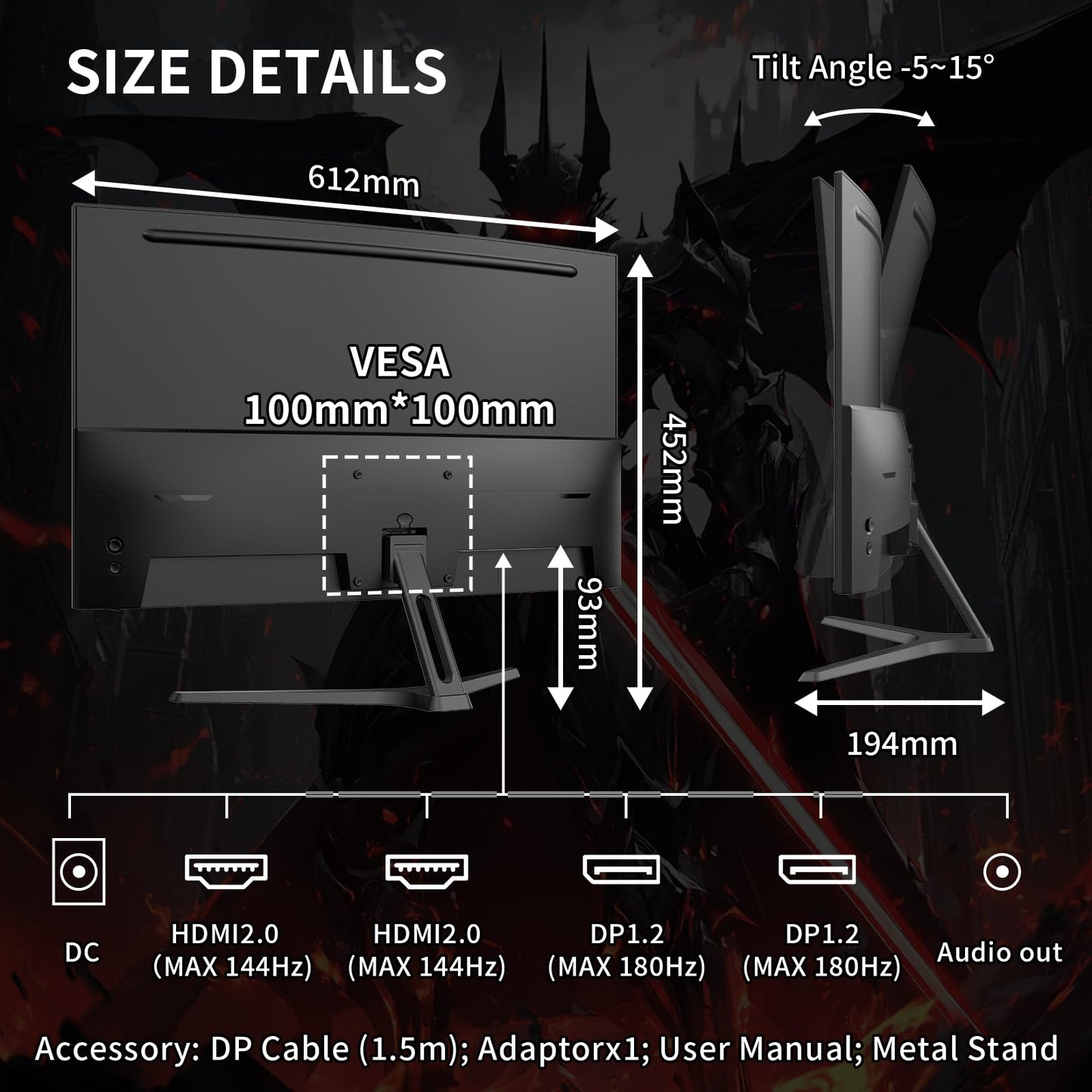 SANSUI 27 Inch Curved 240Hz Gaming Monitor FHD 1080P, 1500R Curve Computer Monitor, 130% sRGB, 4000:1 Contrast, HDR, FreeSync, MPRT 1Ms, Low Blue Light, HDMI DP Ports, Metal Stand, DP Cable Incl.