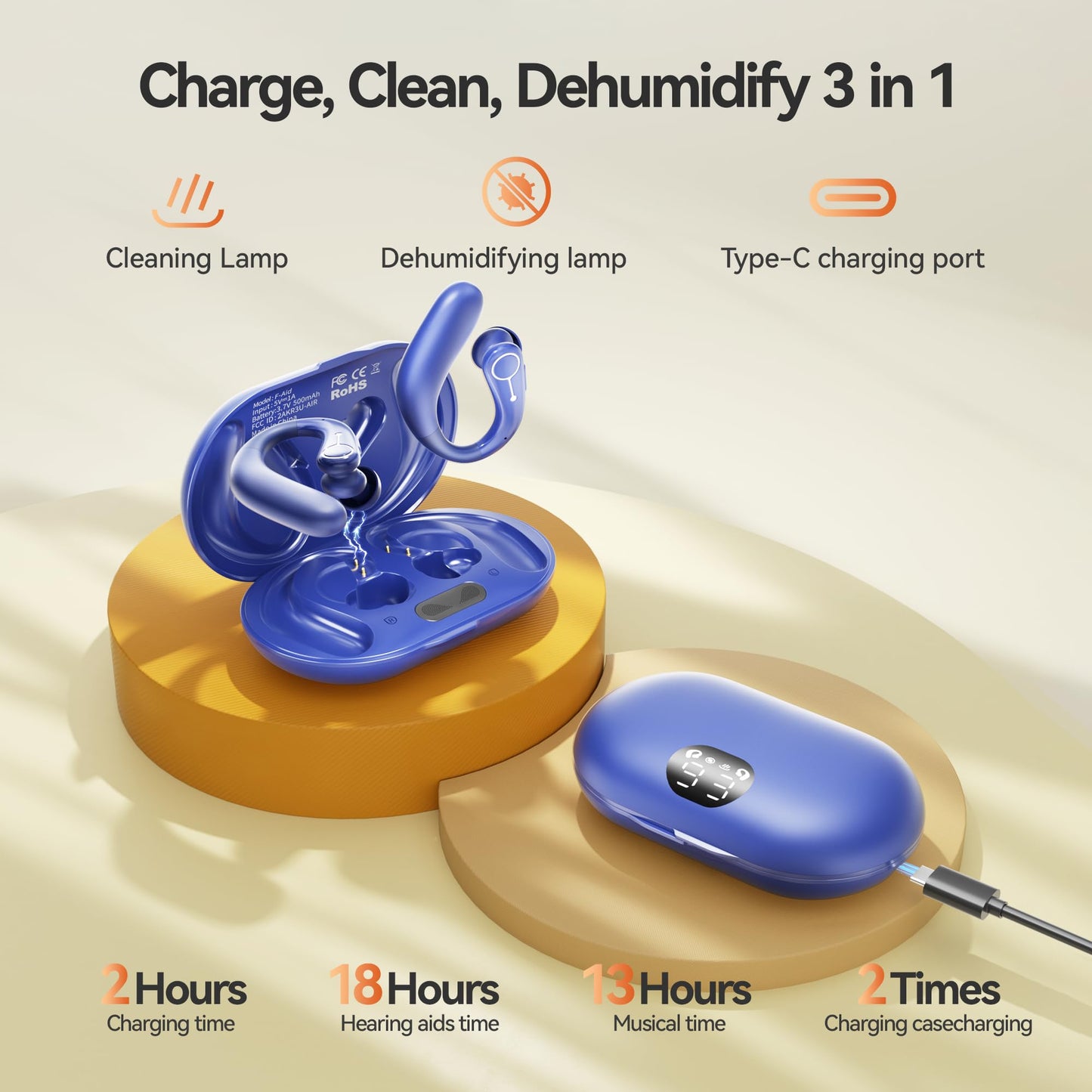 Hearing Aids, Hearing Aids for Seniors with Automatic Noise Cancelling for the Hearing Loss, Rechargeable Bluetooth Hearing Amplifiers with APP Volume Control, Premium Comfort Design and Wear