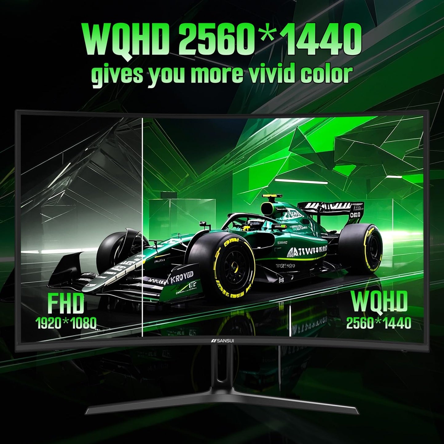 SANSUI 27 Inch Curved 240Hz Gaming Monitor FHD 1080P, 1500R Curve Computer Monitor, 130% sRGB, 4000:1 Contrast, HDR, FreeSync, MPRT 1Ms, Low Blue Light, HDMI DP Ports, Metal Stand, DP Cable Incl.
