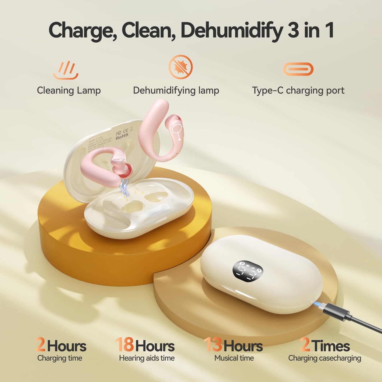 Hearing Aids, Hearing Aids for Seniors with Automatic Noise Cancelling for the Hearing Loss, Rechargeable Bluetooth Hearing Amplifiers with APP Volume Control, Premium Comfort Design and Wear