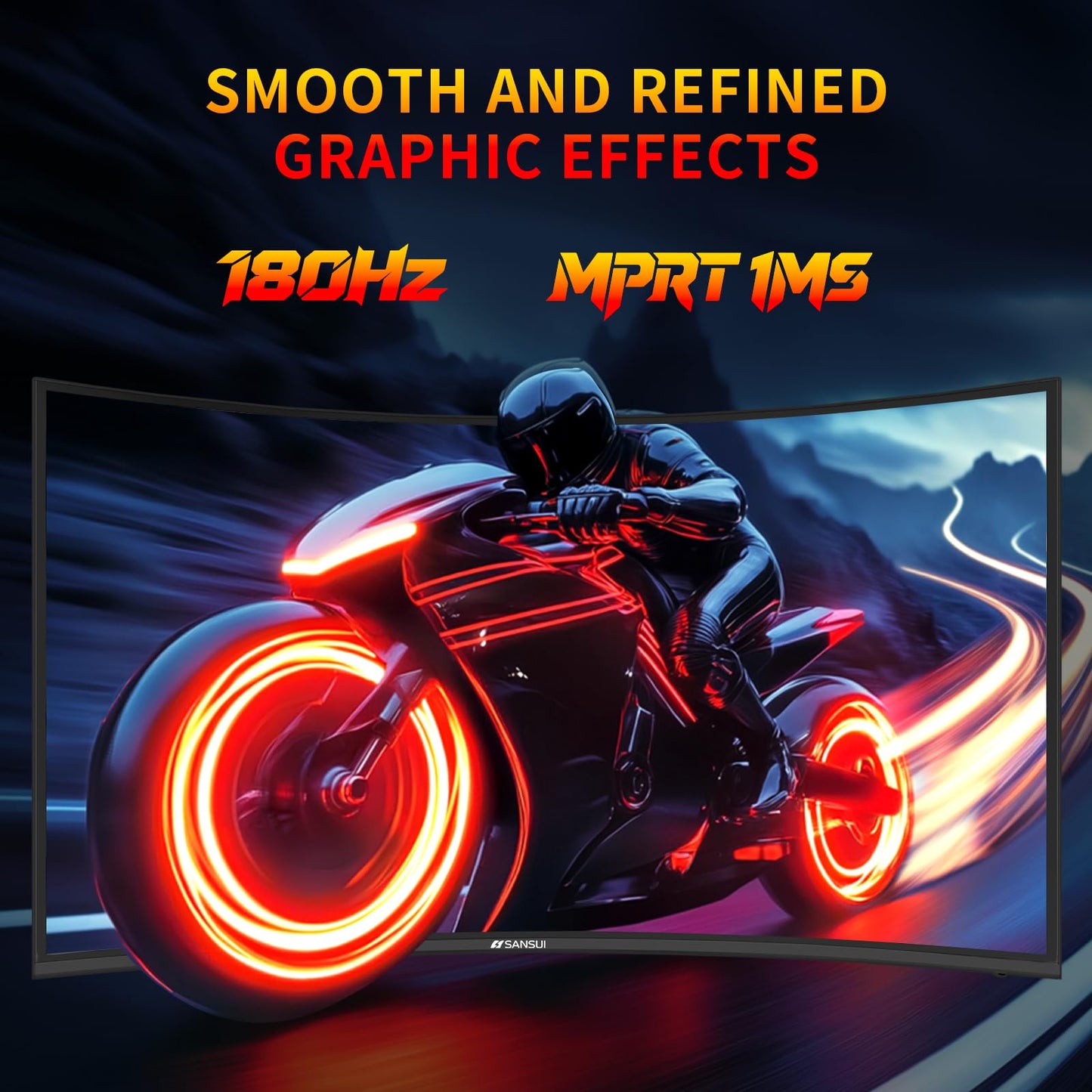 SANSUI 27 Inch Curved 240Hz Gaming Monitor FHD 1080P, 1500R Curve Computer Monitor, 130% sRGB, 4000:1 Contrast, HDR, FreeSync, MPRT 1Ms, Low Blue Light, HDMI DP Ports, Metal Stand, DP Cable Incl.