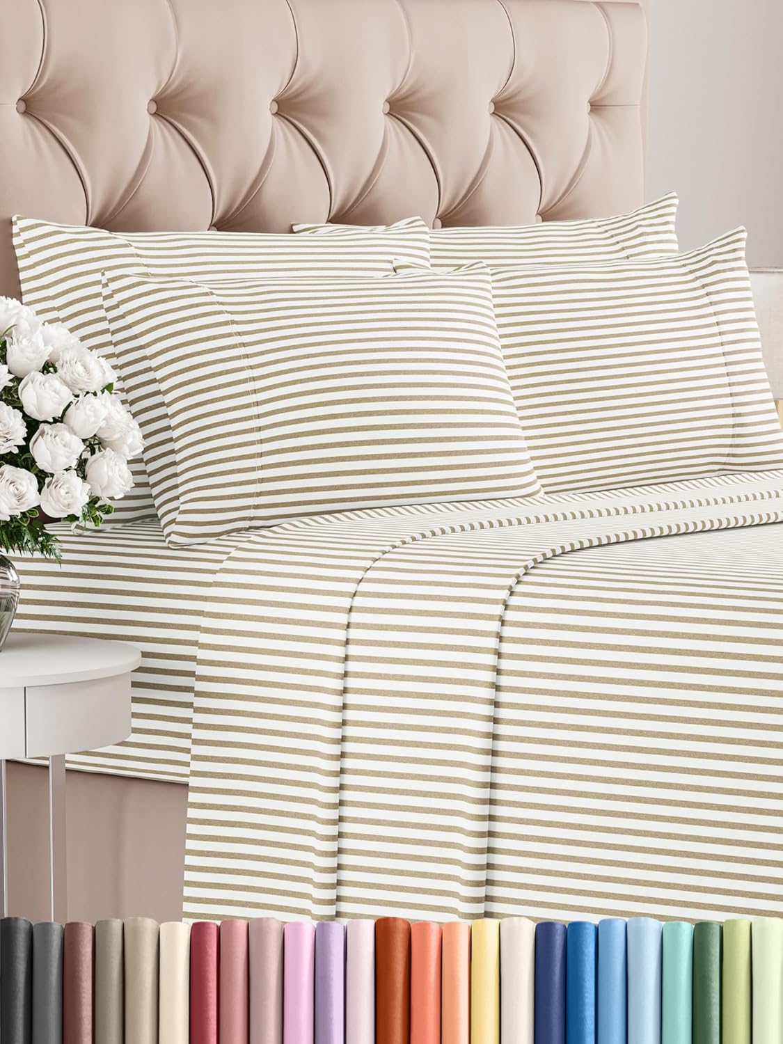 Queen 6 Piece Sheet Set - Cooling Sheets for Hot Sleepers - Hotel Luxury Bedding Set with 8-16 Inch Deep Pockets - 1 Flat & 1 Fitted & 4 Pillowcases - Ultra Soft, Easy Care and Wrinkle Free - White
