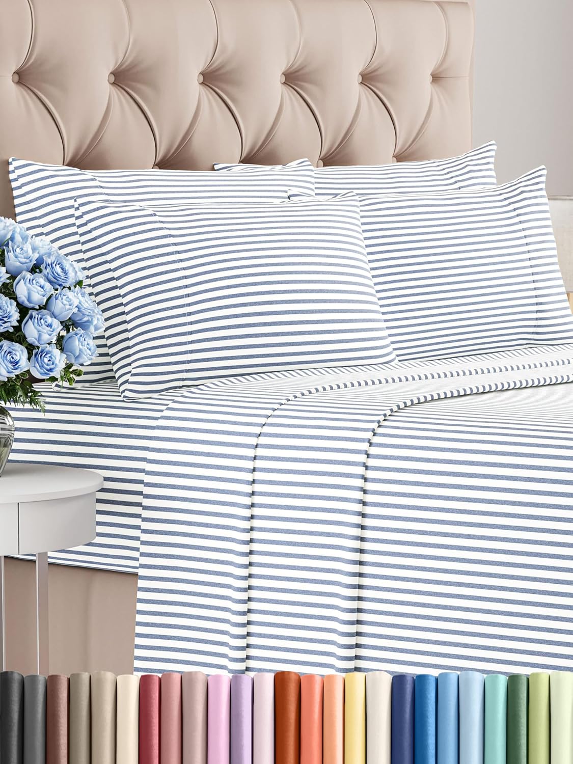 Queen 6 Piece Sheet Set - Cooling Sheets for Hot Sleepers - Hotel Luxury Bedding Set with 8-16 Inch Deep Pockets - 1 Flat & 1 Fitted & 4 Pillowcases - Ultra Soft, Easy Care and Wrinkle Free - White