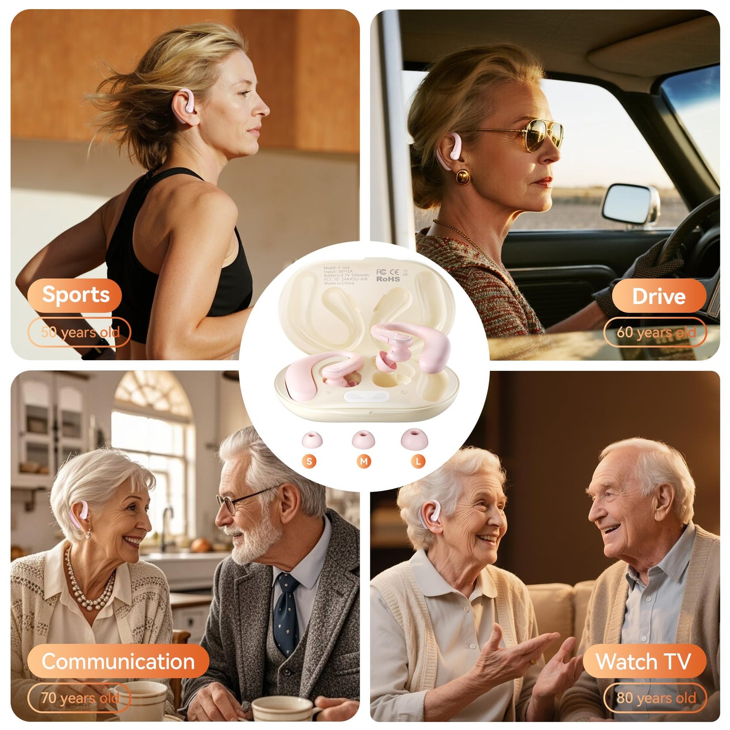 Hearing Aids, Hearing Aids for Seniors with Automatic Noise Cancelling for the Hearing Loss, Rechargeable Bluetooth Hearing Amplifiers with APP Volume Control, Premium Comfort Design and Wear