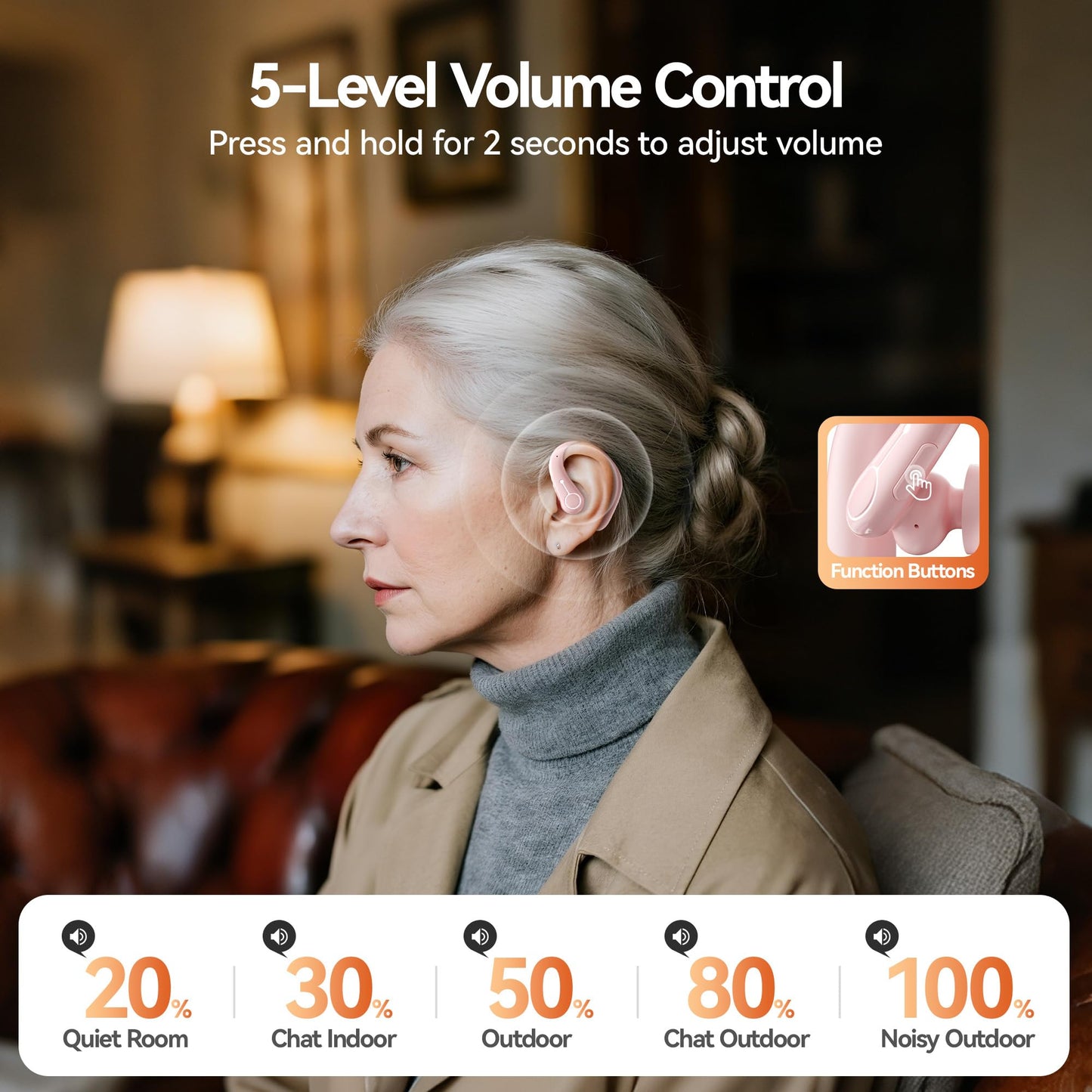 Hearing Aids, Hearing Aids for Seniors with Automatic Noise Cancelling for the Hearing Loss, Rechargeable Bluetooth Hearing Amplifiers with APP Volume Control, Premium Comfort Design and Wear