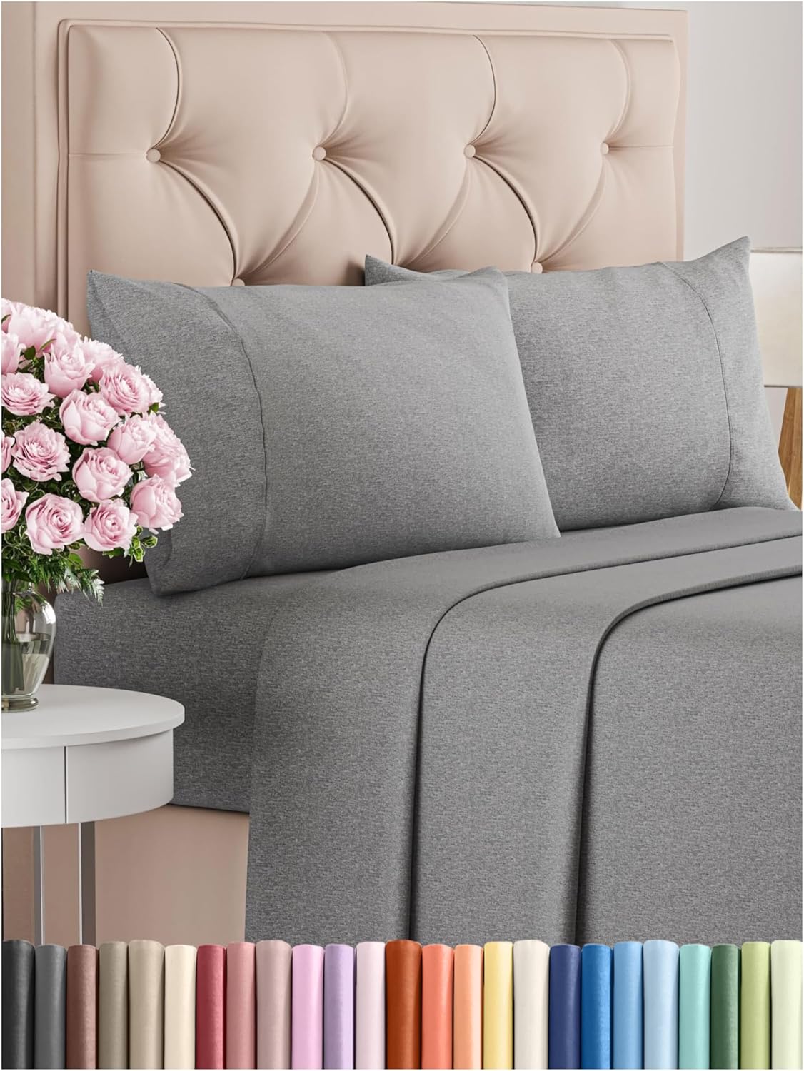 Queen 6 Piece Sheet Set - Cooling Sheets for Hot Sleepers - Hotel Luxury Bedding Set with 8-16 Inch Deep Pockets - 1 Flat & 1 Fitted & 4 Pillowcases - Ultra Soft, Easy Care and Wrinkle Free - White