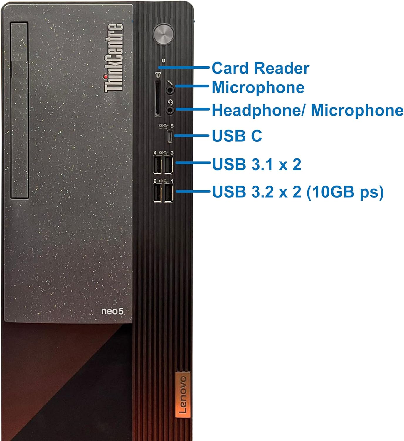 Lenovo ThinkCentre Neo 50T Gen 3 Tower Computer - Intel i7-12700K, 32GB Ram, 1TB NVMe SSD, DisplayPort, HDMI, VGA, DVD-RW, USB Type-C, Card Reader, Wi-Fi, Bluetooth - Windows 11 Pro, Black Desktop