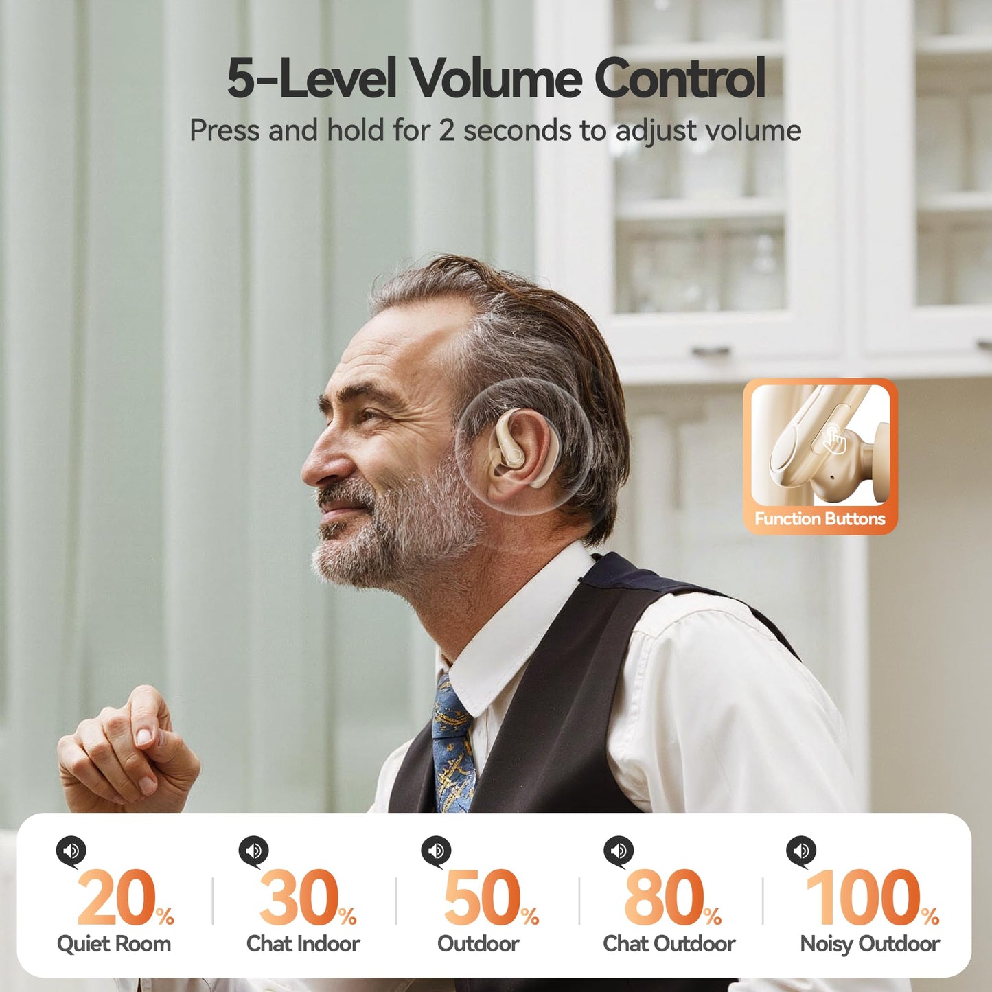 Hearing Aids, Hearing Aids for Seniors with Automatic Noise Cancelling for the Hearing Loss, Rechargeable Bluetooth Hearing Amplifiers with APP Volume Control, Premium Comfort Design and Wear