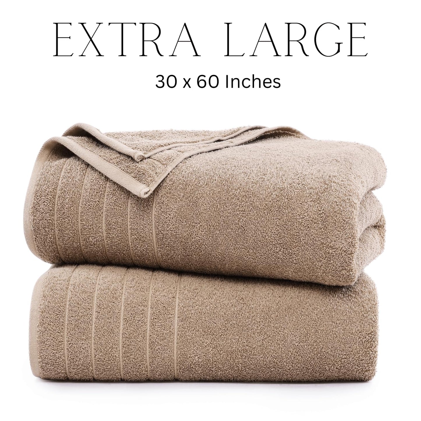 Casa Platino 100% Cotton 2 Pack Bath Towels (30"x60") - Ring Spun Cotton - Large Towels for Bathroom - Quick Drying, Highly Soft & Absorbent Shower Towel Set - Hotel & Spa Quality - White Towel Set