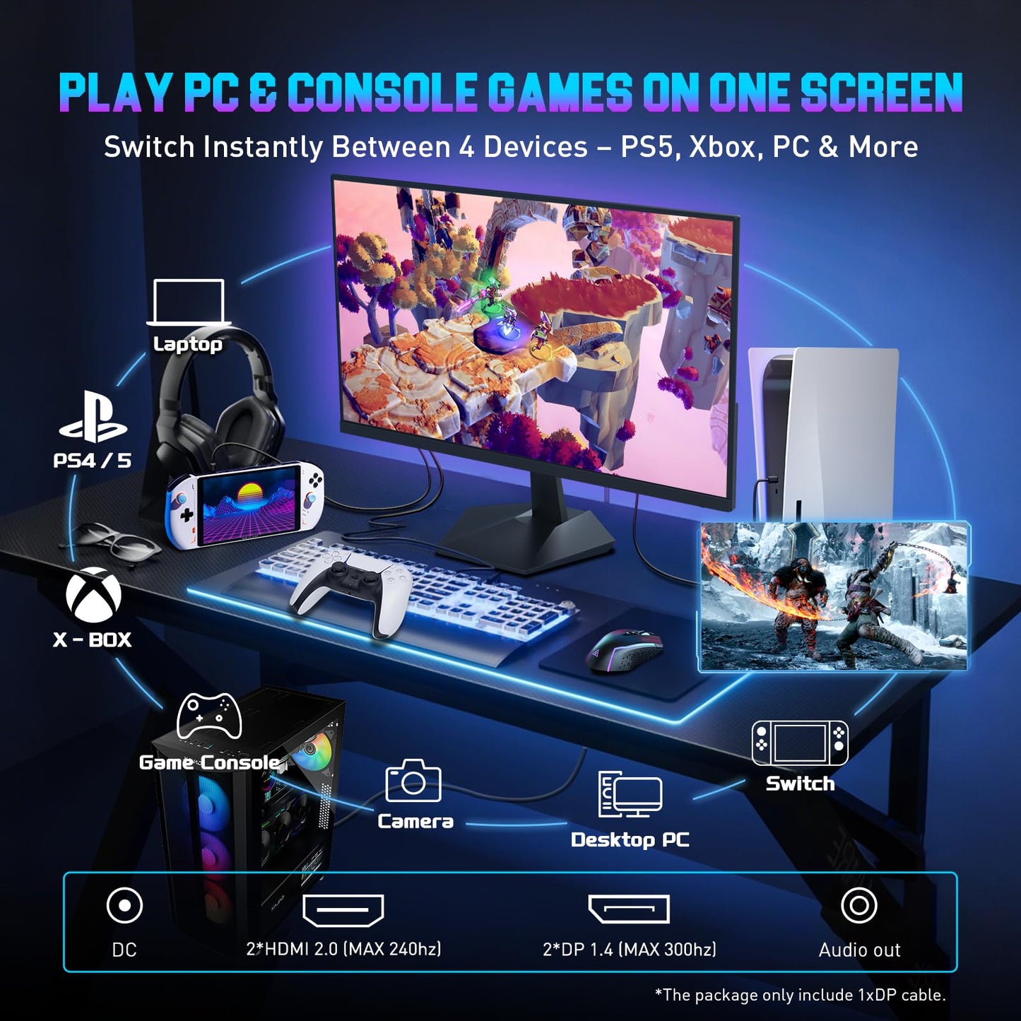 SANSUI 27 Inch Curved 240Hz Gaming Monitor FHD 1080P, 1500R Curve Computer Monitor, 130% sRGB, 4000:1 Contrast, HDR, FreeSync, MPRT 1Ms, Low Blue Light, HDMI DP Ports, Metal Stand, DP Cable Incl.