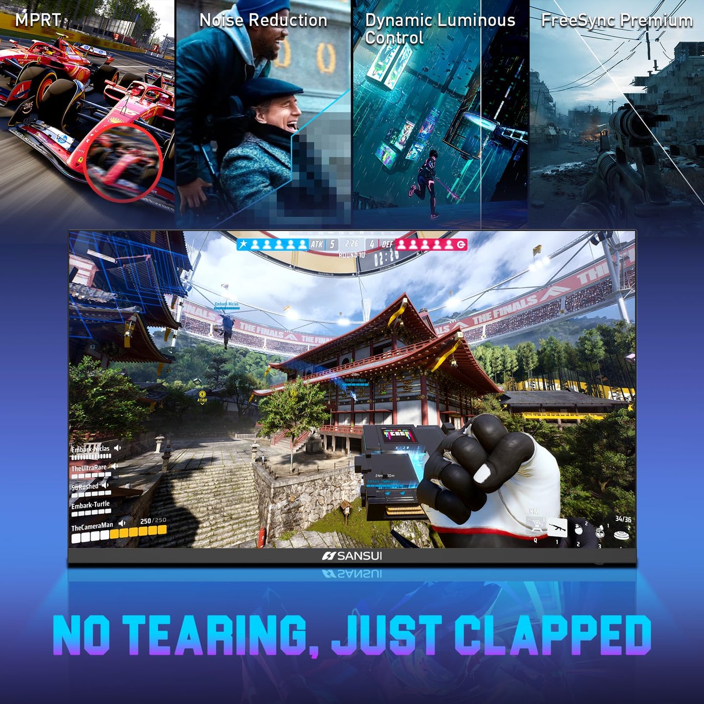 SANSUI 27 Inch Curved 240Hz Gaming Monitor FHD 1080P, 1500R Curve Computer Monitor, 130% sRGB, 4000:1 Contrast, HDR, FreeSync, MPRT 1Ms, Low Blue Light, HDMI DP Ports, Metal Stand, DP Cable Incl.
