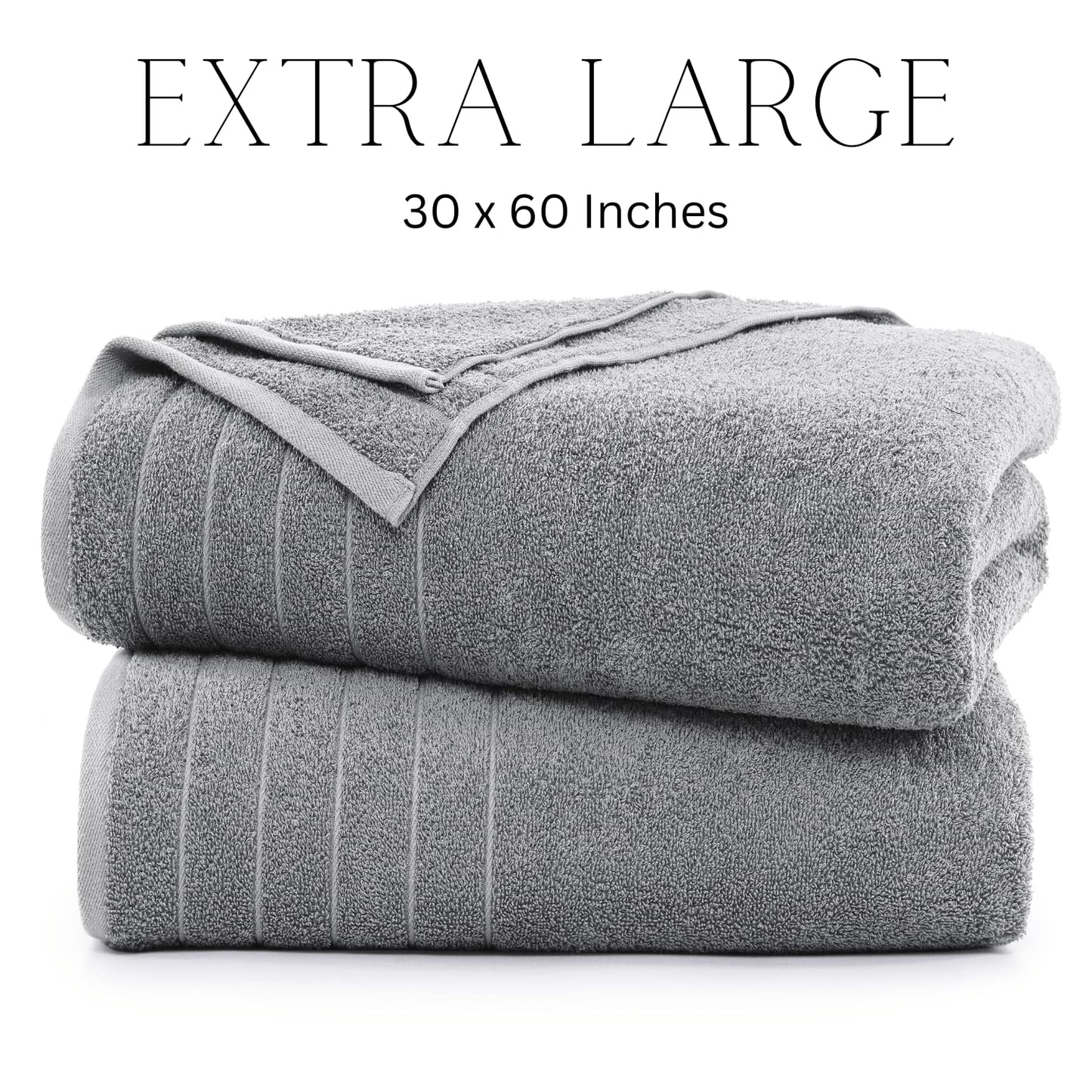 Casa Platino 100% Cotton 2 Pack Bath Towels (30"x60") - Ring Spun Cotton - Large Towels for Bathroom - Quick Drying, Highly Soft & Absorbent Shower Towel Set - Hotel & Spa Quality - White Towel Set