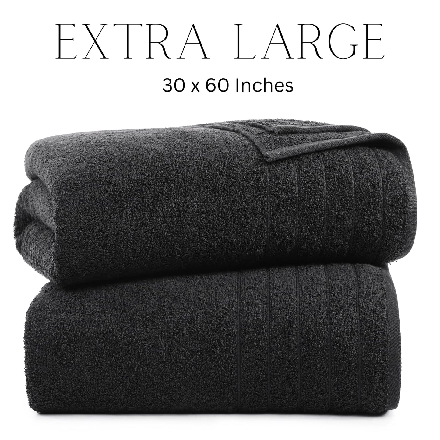 Casa Platino 100% Cotton 2 Pack Bath Towels (30"x60") - Ring Spun Cotton - Large Towels for Bathroom - Quick Drying, Highly Soft & Absorbent Shower Towel Set - Hotel & Spa Quality - White Towel Set