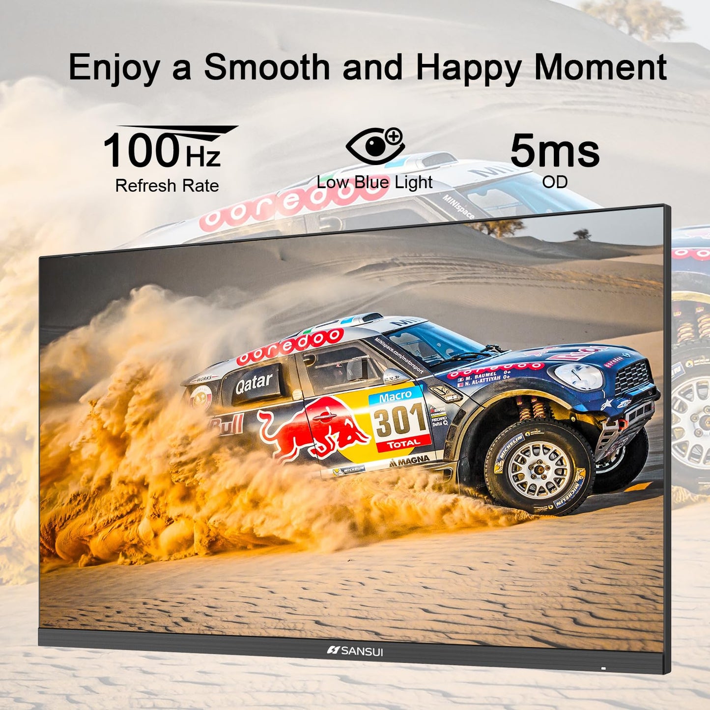 SANSUI 27 Inch Curved Gaming Monitor 180Hz 1ms with Speakers FHD 1080P Computer Monitor FreeSync|1500R|130% sRGB|HDR|Low Blue Light|HDMI DP Ports|VESA Mount|Metal Stand(ES-G27C1 HDMI Cable Incl.)
