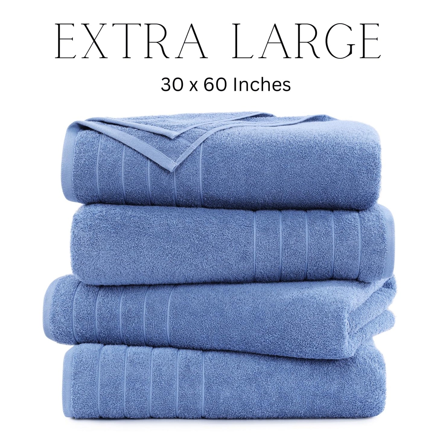 Casa Platino 100% Cotton 2 Pack Bath Towels (30"x60") - Ring Spun Cotton - Large Towels for Bathroom - Quick Drying, Highly Soft & Absorbent Shower Towel Set - Hotel & Spa Quality - White Towel Set
