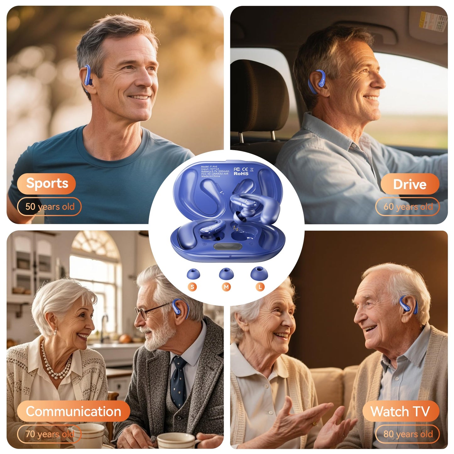 Hearing Aids, Hearing Aids for Seniors with Automatic Noise Cancelling for the Hearing Loss, Rechargeable Bluetooth Hearing Amplifiers with APP Volume Control, Premium Comfort Design and Wear