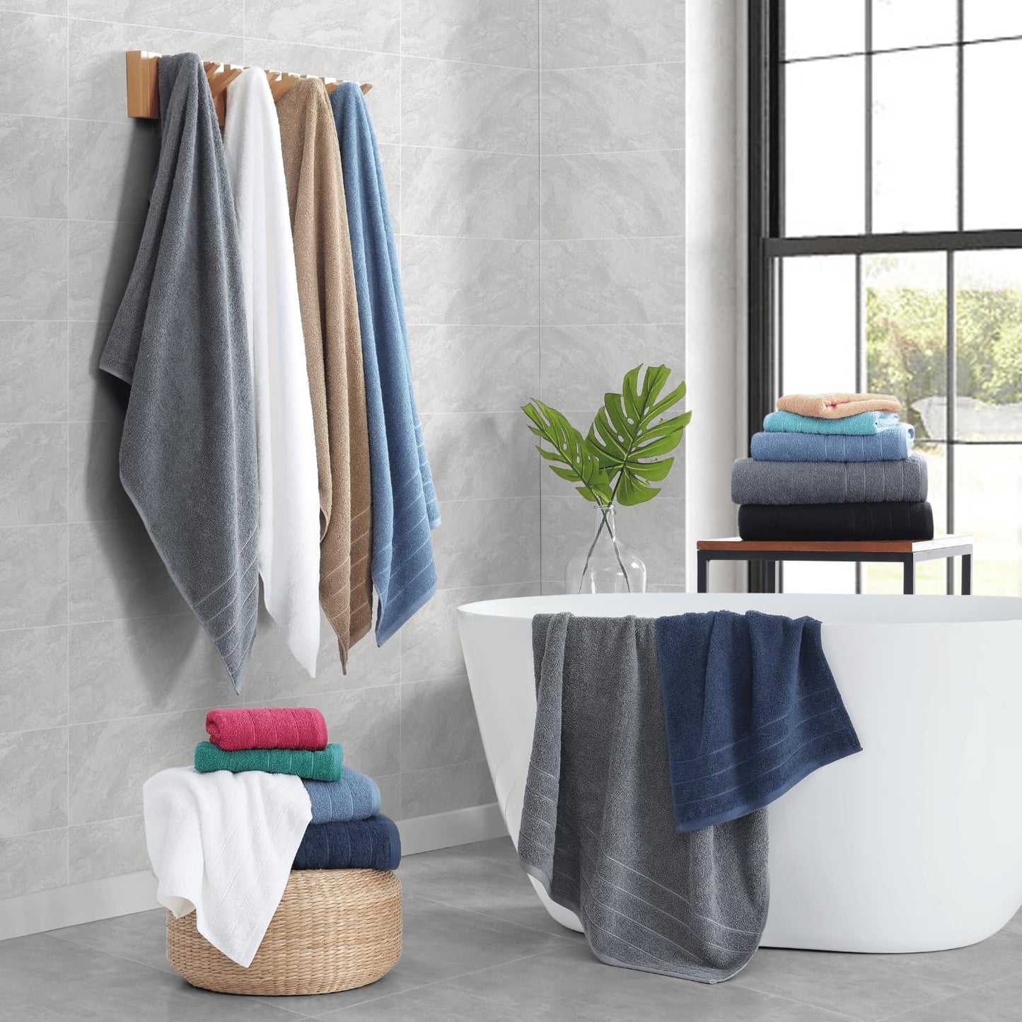Casa Platino 100% Cotton 2 Pack Bath Towels (30"x60") - Ring Spun Cotton - Large Towels for Bathroom - Quick Drying, Highly Soft & Absorbent Shower Towel Set - Hotel & Spa Quality - White Towel Set