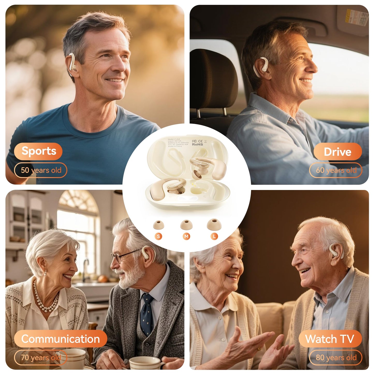 Hearing Aids, Hearing Aids for Seniors with Automatic Noise Cancelling for the Hearing Loss, Rechargeable Bluetooth Hearing Amplifiers with APP Volume Control, Premium Comfort Design and Wear
